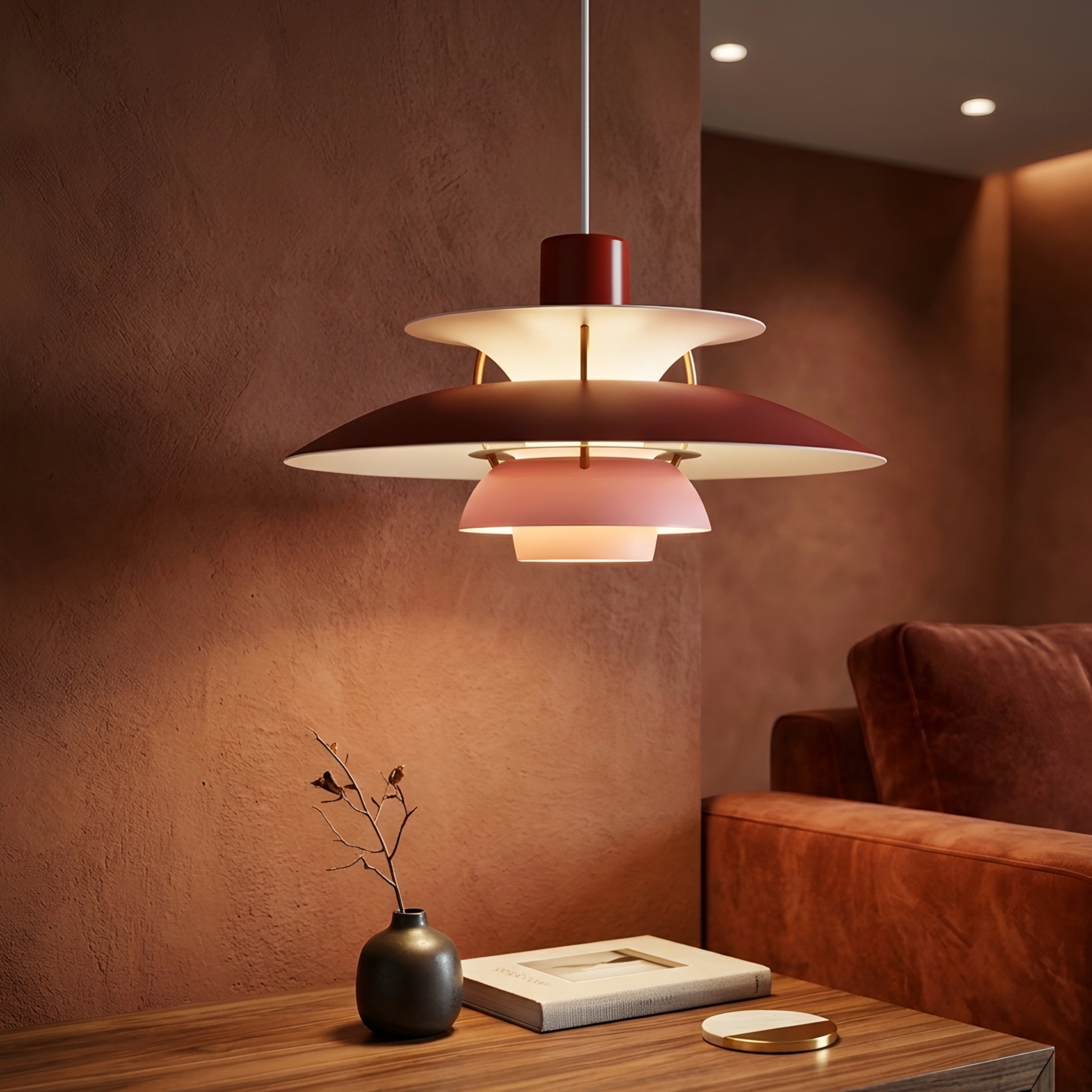 Stratova Tier Pendant Light – Modern White Metal Layered Ceiling Dining Room Kitchen Island Chandelier