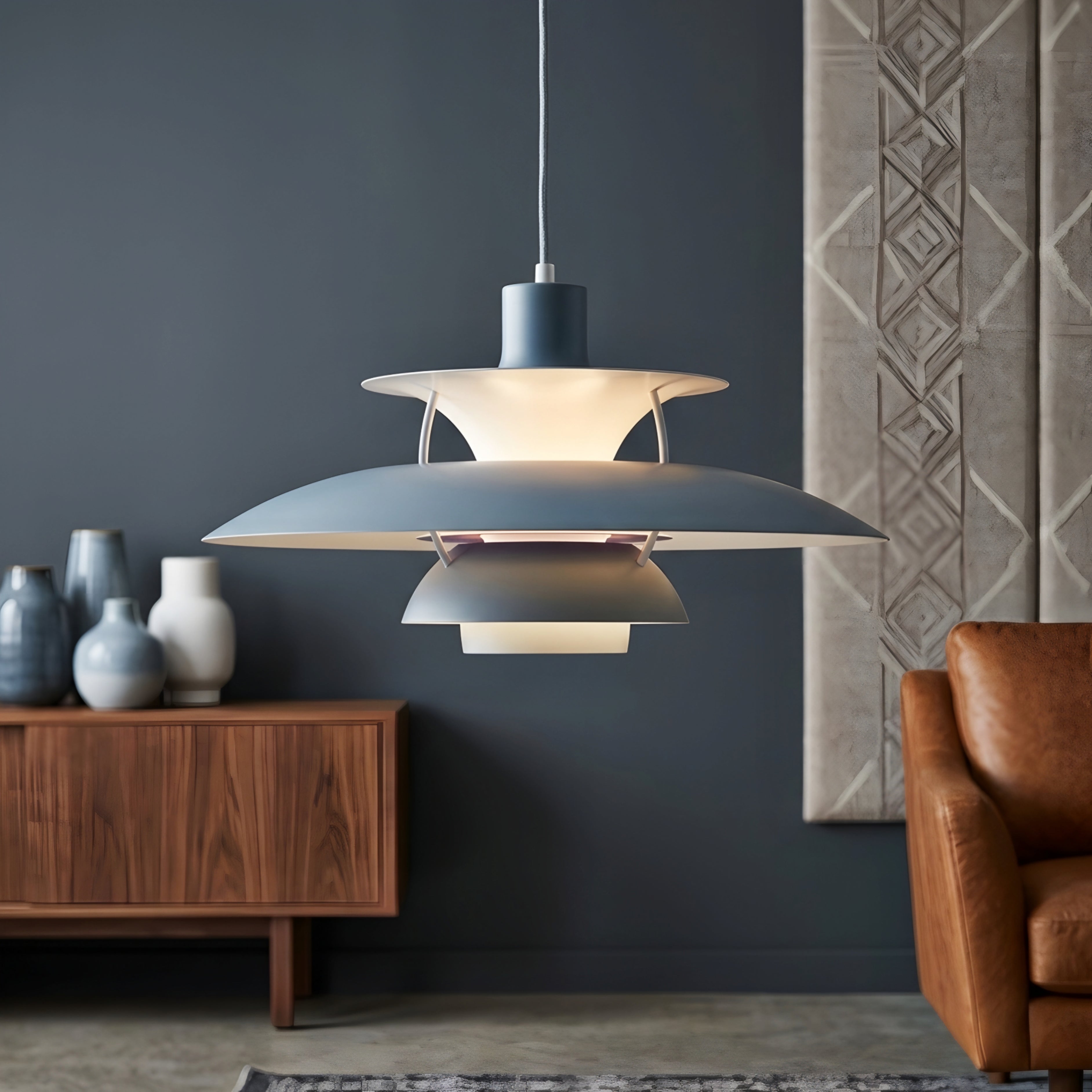 Stratova Tier Pendant Light – Modern White Metal Layered Ceiling Dining Room Kitchen Island Chandelier