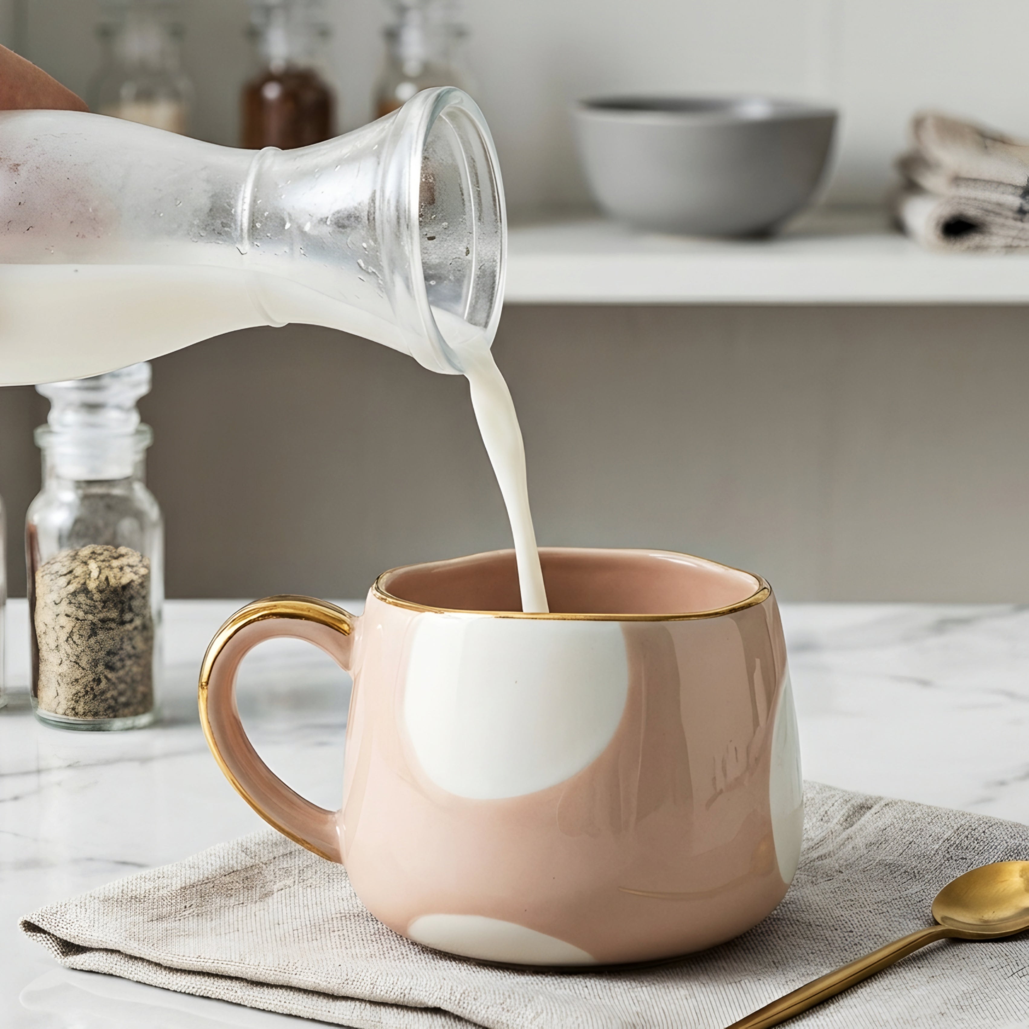 Delsio Ceramic Mug – Mid Century Modern Coffee Mugs White Beige Green Kitchen Home Furnishing Decor