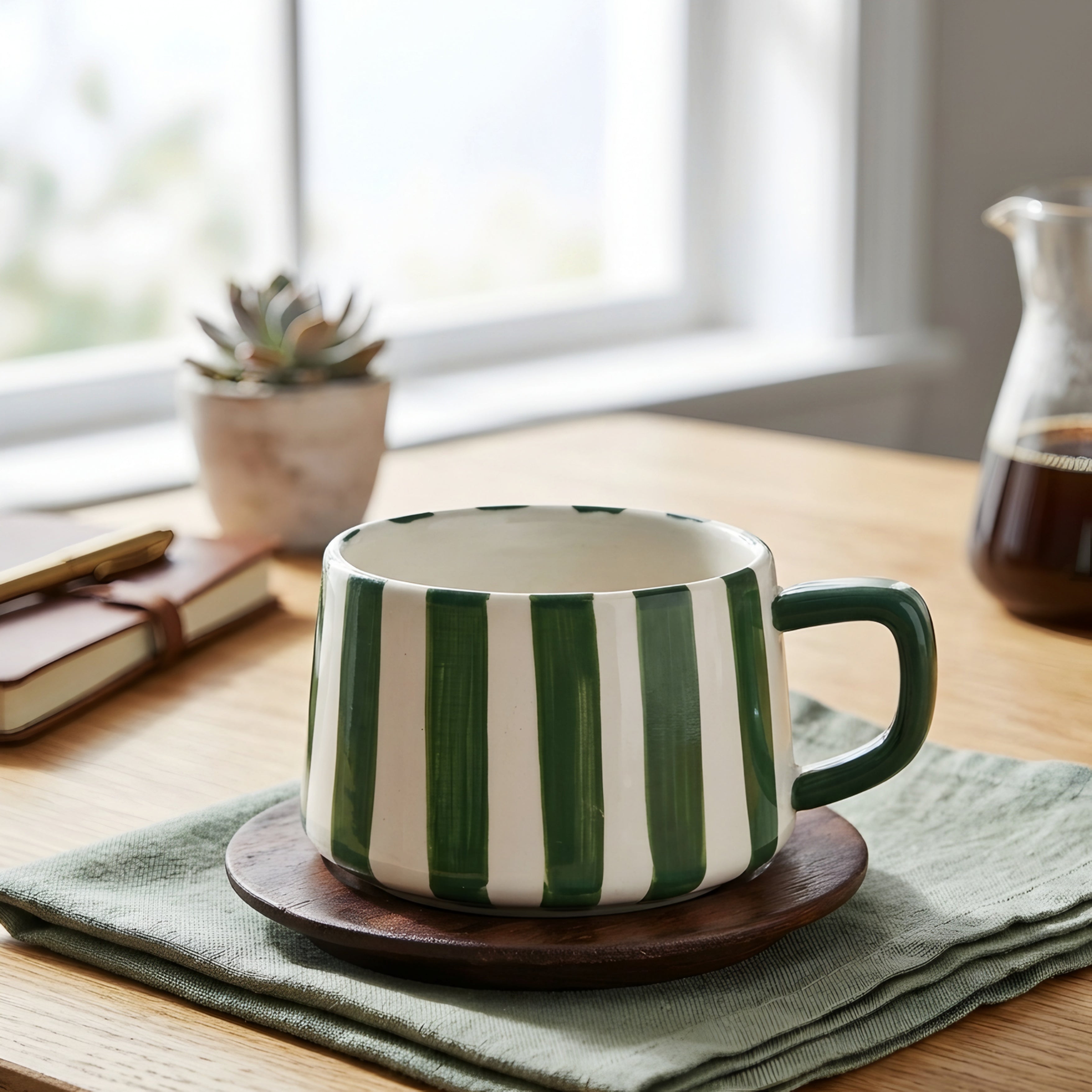 Amoré Ceramic Coffee Mug Set – Handpainted Heart Polka Dot Novelty Cup Large Handle Kitchen Dining