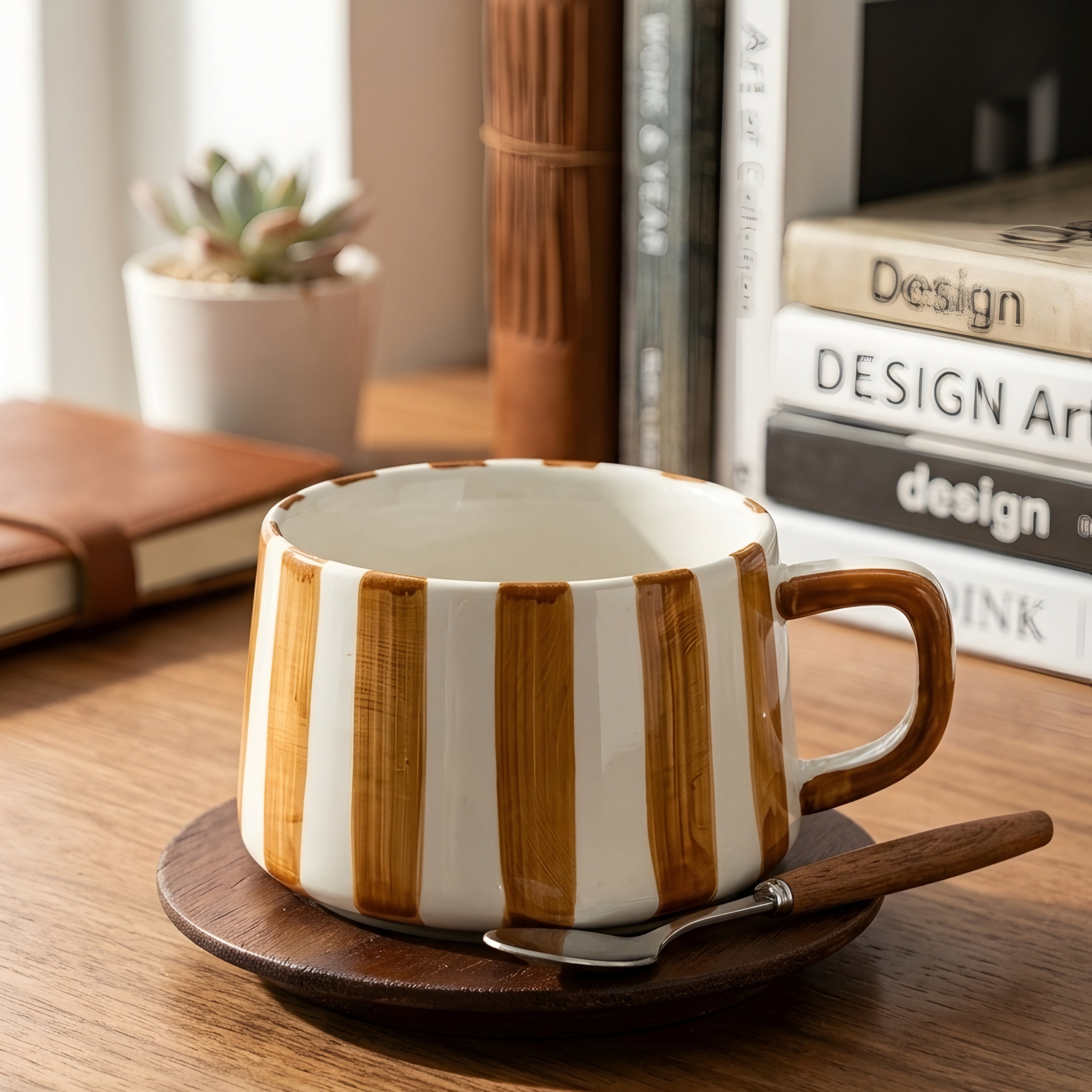 Amoré Ceramic Coffee Mug Set – Handpainted Heart Polka Dot Novelty Cup Large Handle Kitchen Dining