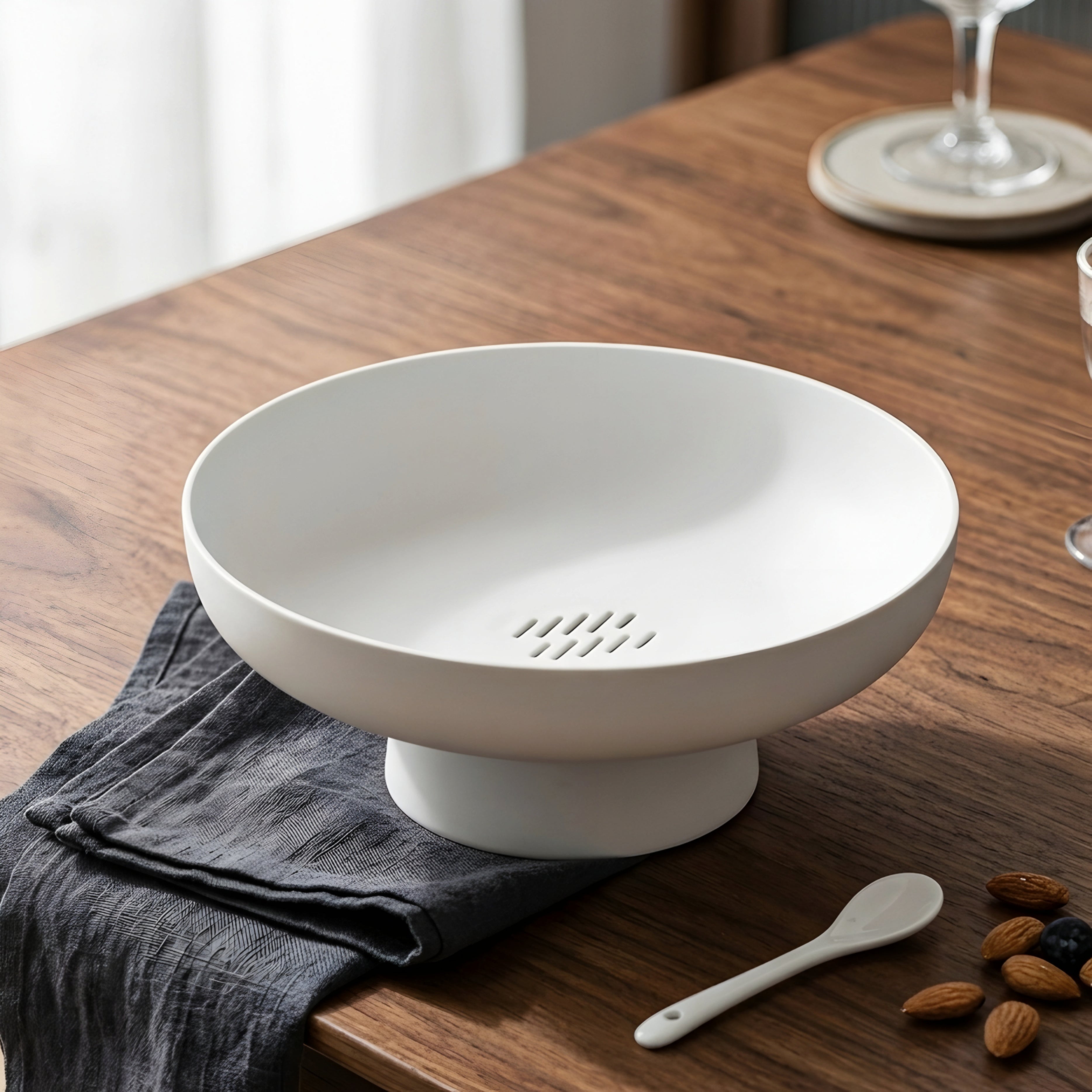 Ambrose Pedestal Fruit Bowl – Modern Ceramic Raised Serving Dish Kitchen Counter Decorative Storage