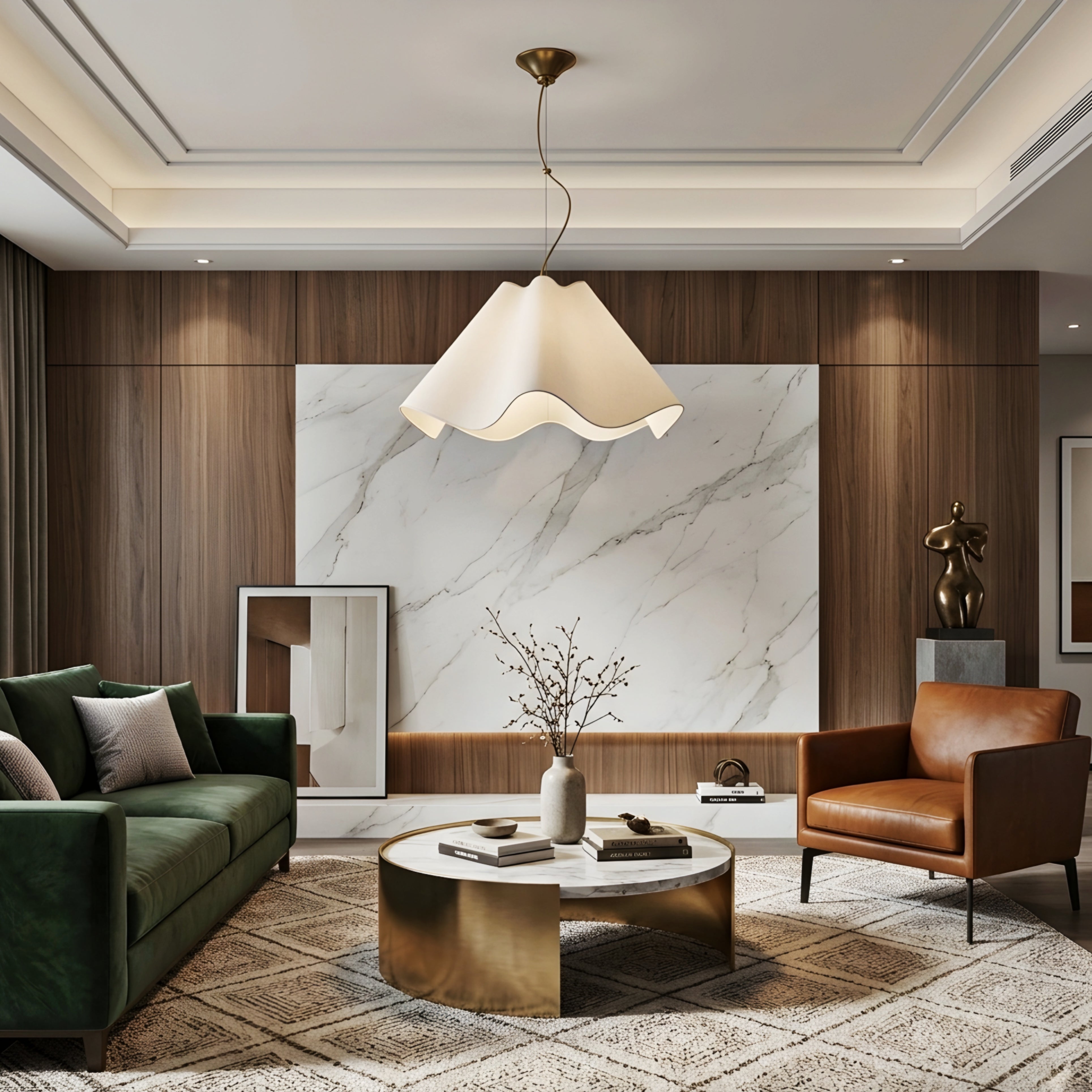 Velari Wave Pendant Light – Modern Frosted Glass Chandelier Dining Room Kitchen Island Ceiling Lighting