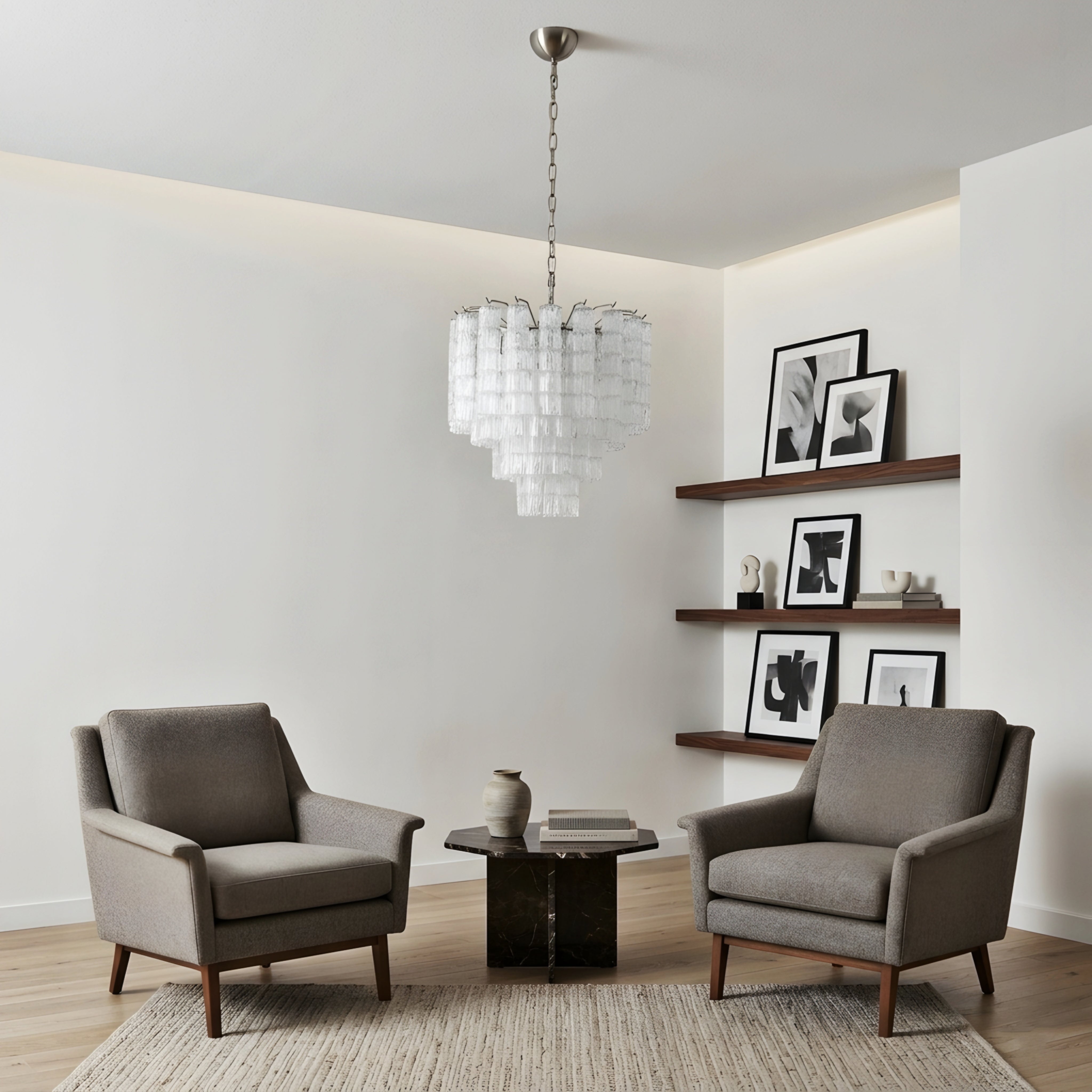 Cascara Tiered Chandelier – Glass Crystal Pendant Light Dining Room Living Room Decorative Lighting