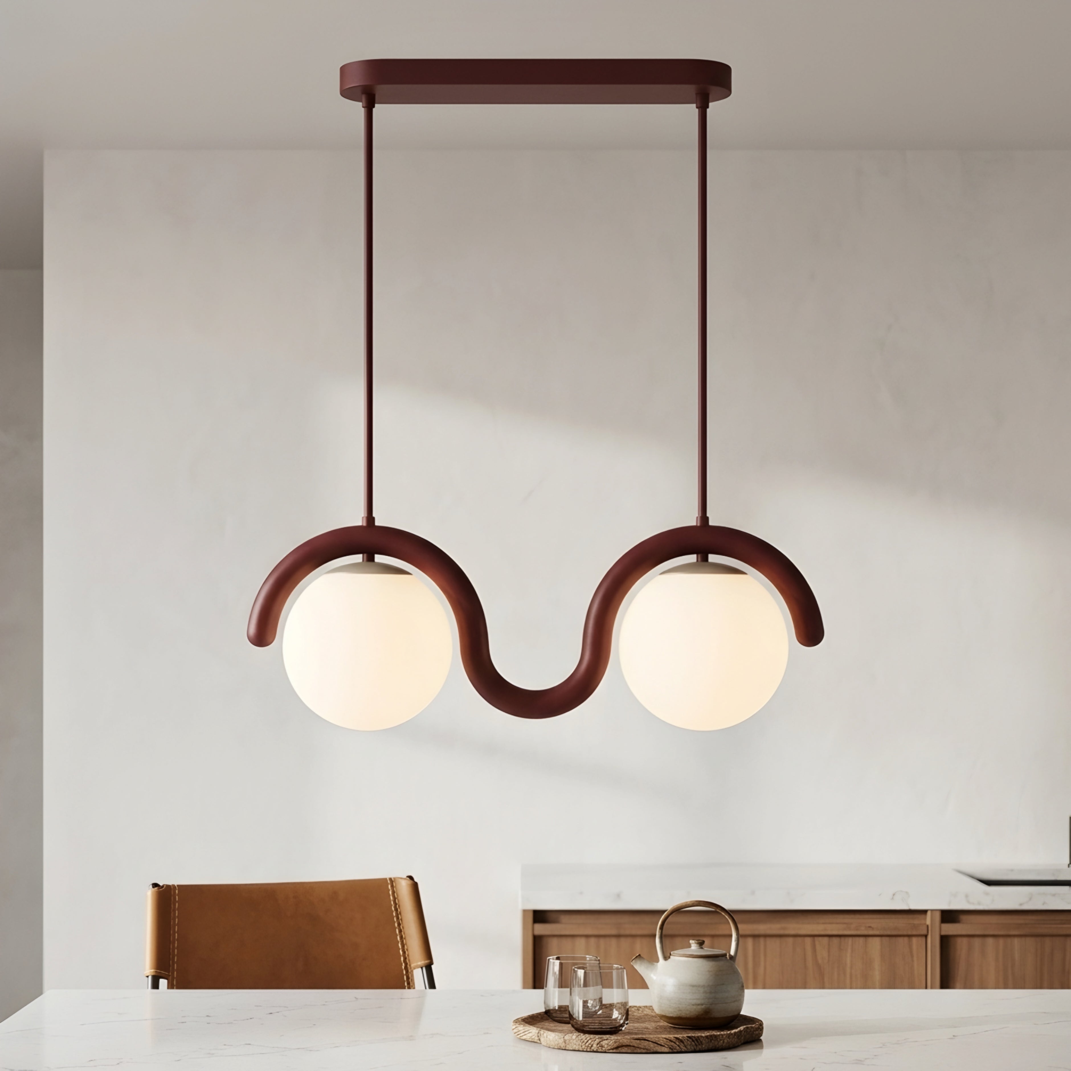Undara Wave Pendant Light – Linear Dining Room Kitchen Island Chandelier Globe Decorative Lighting