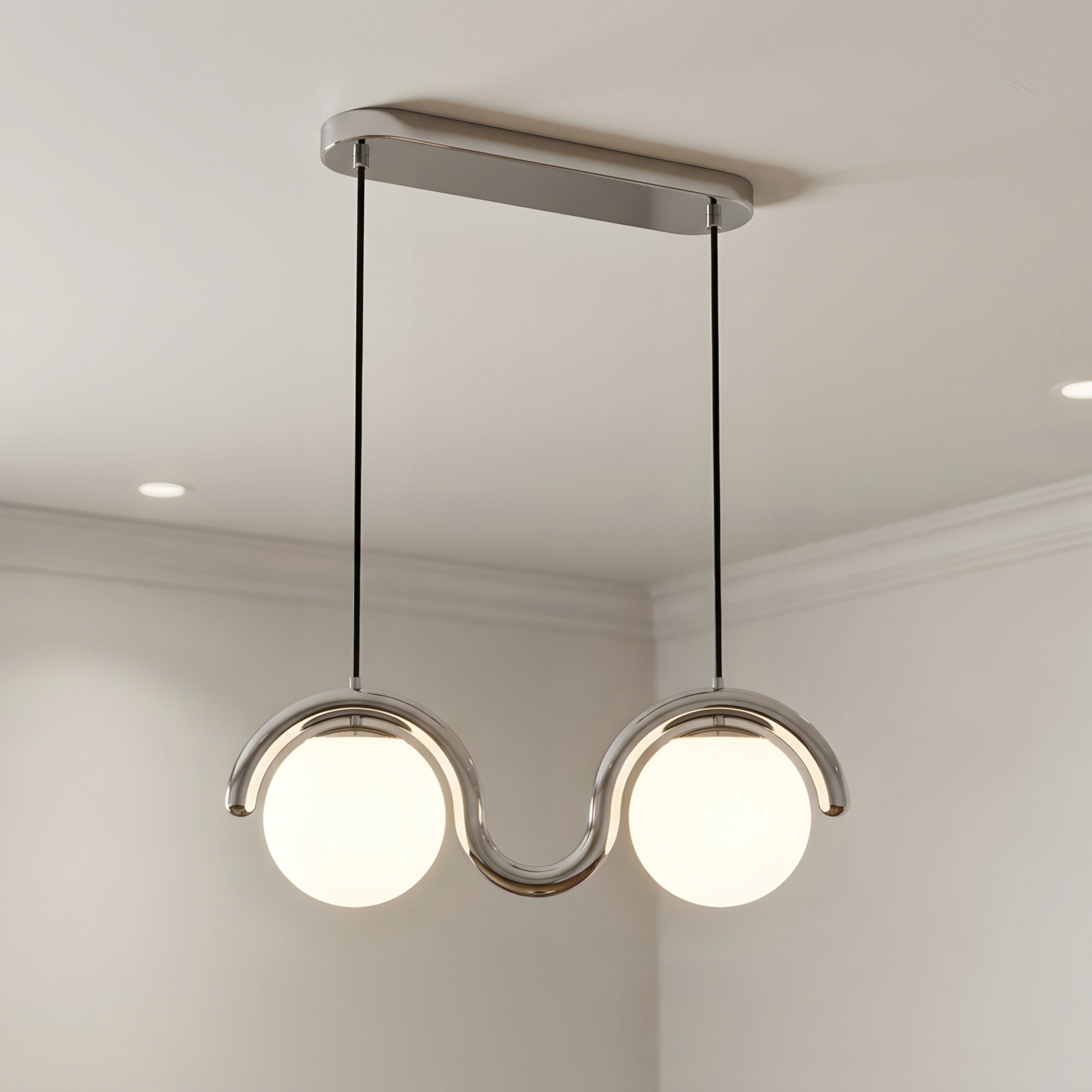 Undara Wave Pendant Light – Linear Dining Room Kitchen Island Chandelier Globe Decorative Lighting