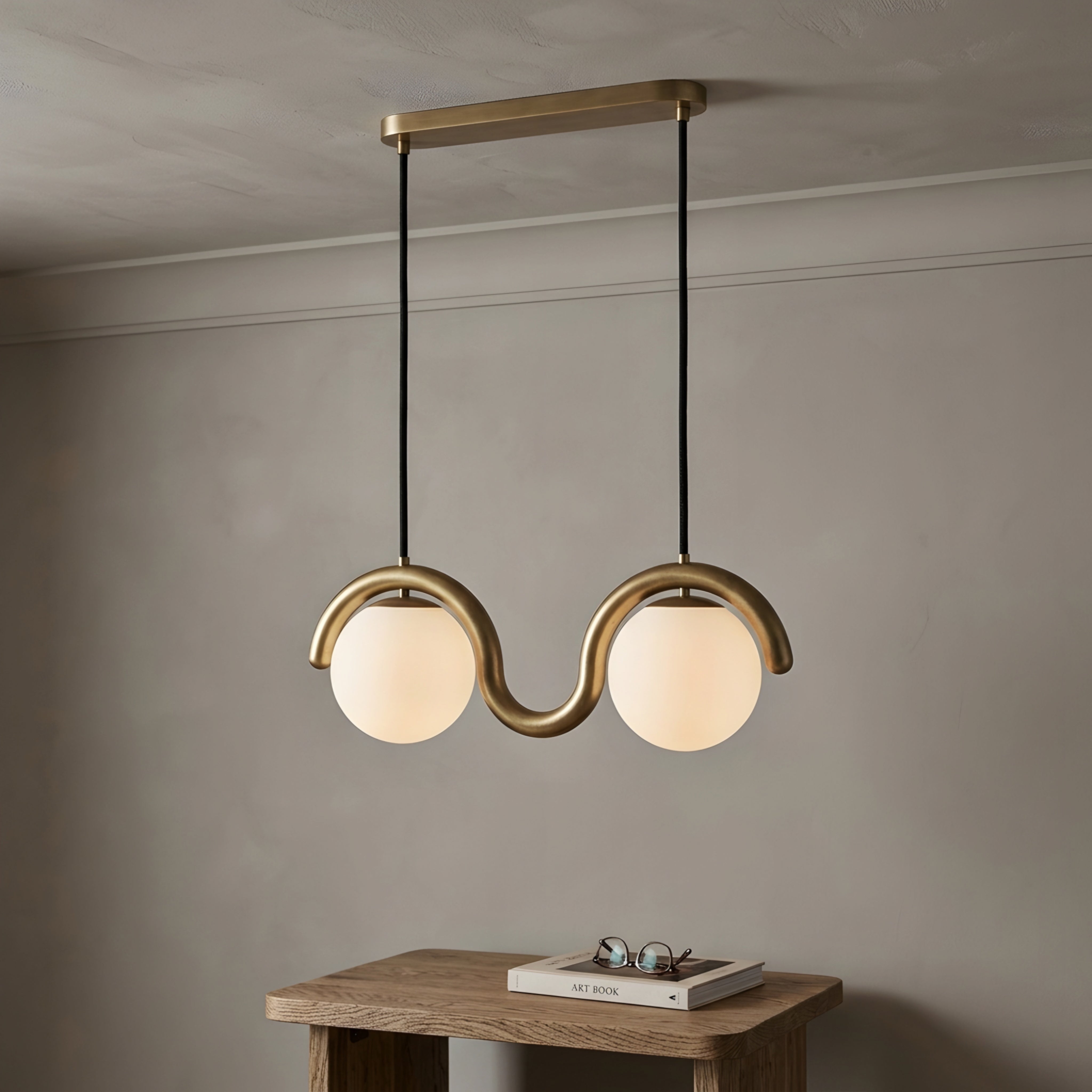 Undara Wave Pendant Light – Linear Dining Room Kitchen Island Chandelier Globe Decorative Lighting