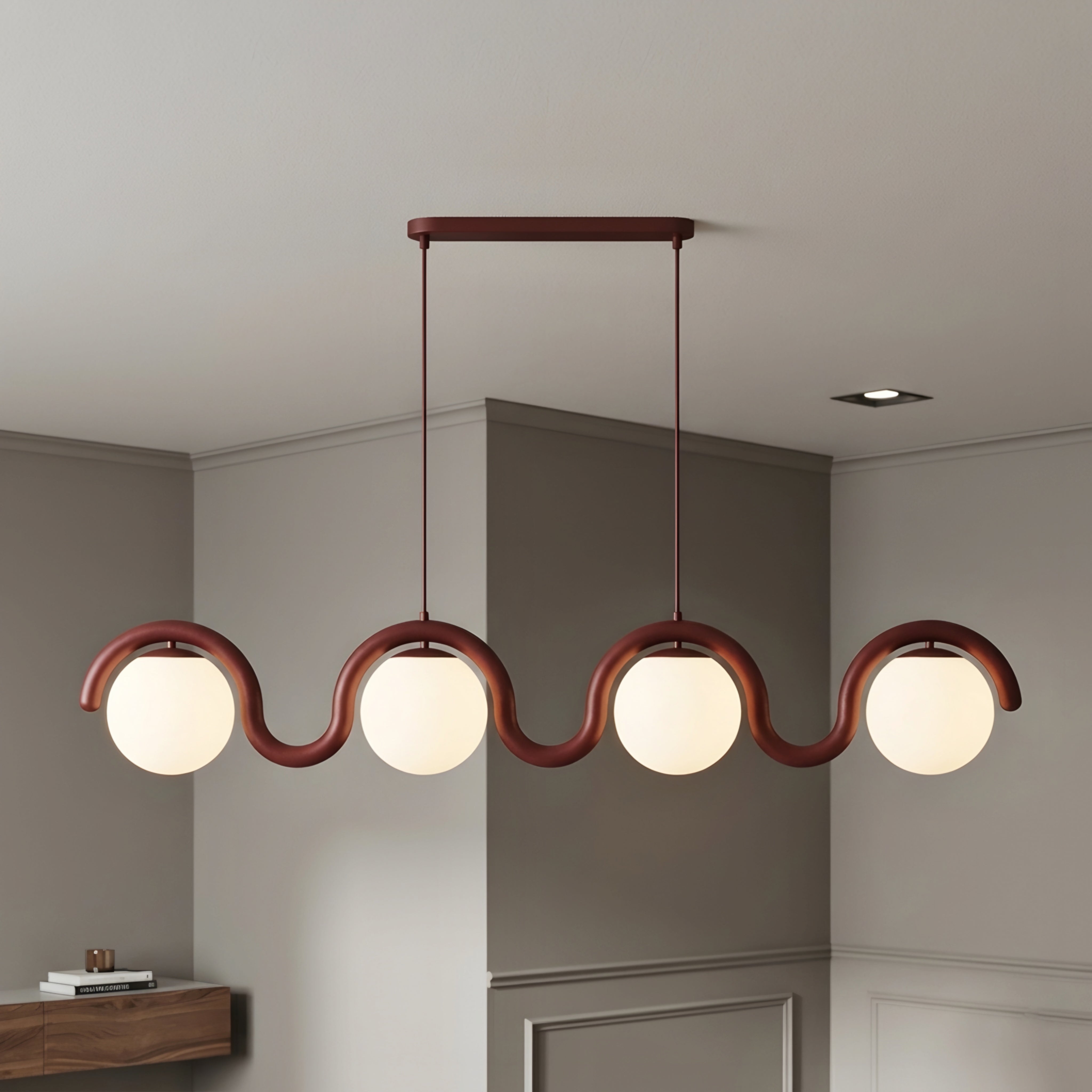Undara Wave Pendant Light – Linear Dining Room Kitchen Island Chandelier Globe Decorative Lighting