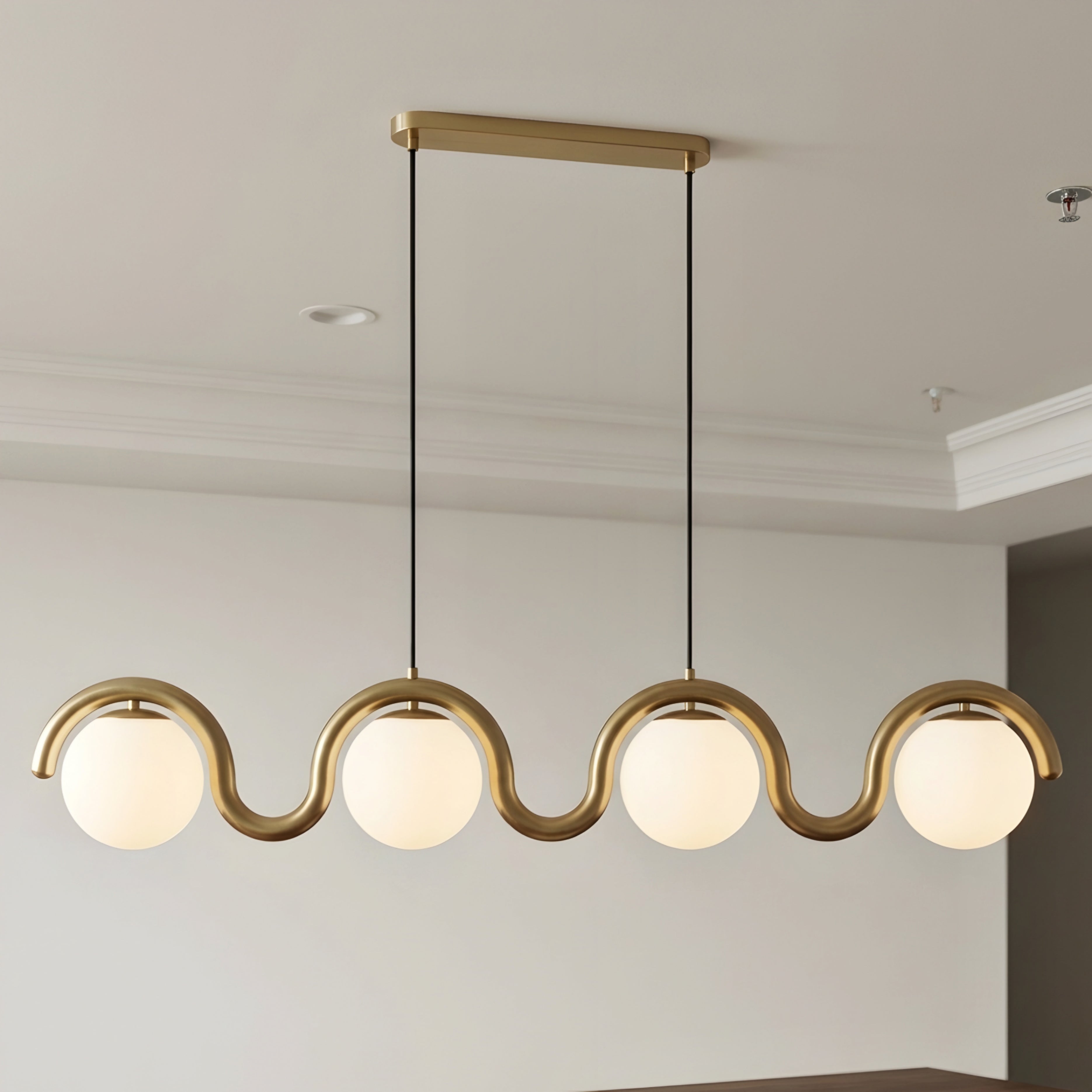 Undara Wave Pendant Light – Linear Dining Room Kitchen Island Chandelier Globe Decorative Lighting