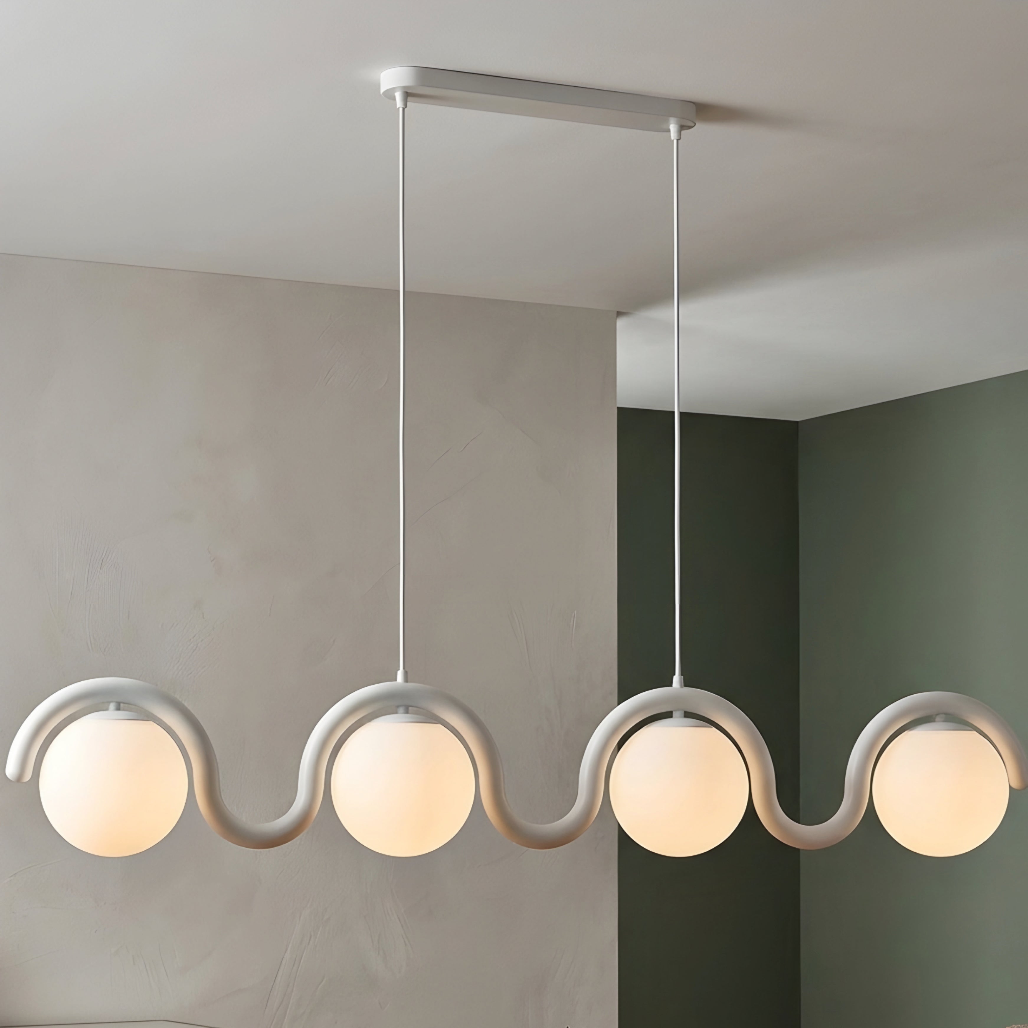 Undara Wave Pendant Light – Linear Dining Room Kitchen Island Chandelier Globe Decorative Lighting