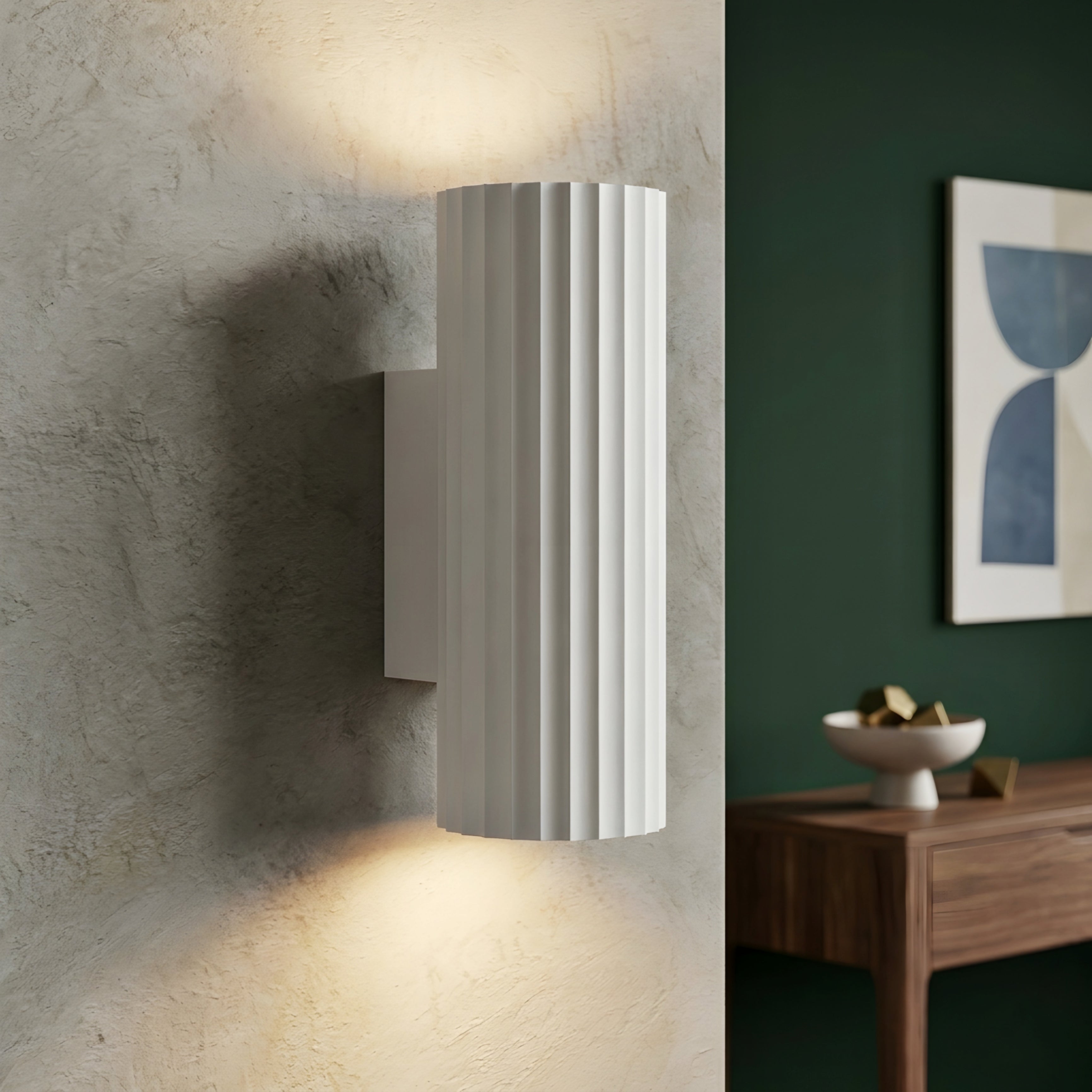 Corvel Wall Sconce – Modern Green Fluted Cylinder Decorative Lighting Bedroom Living Room