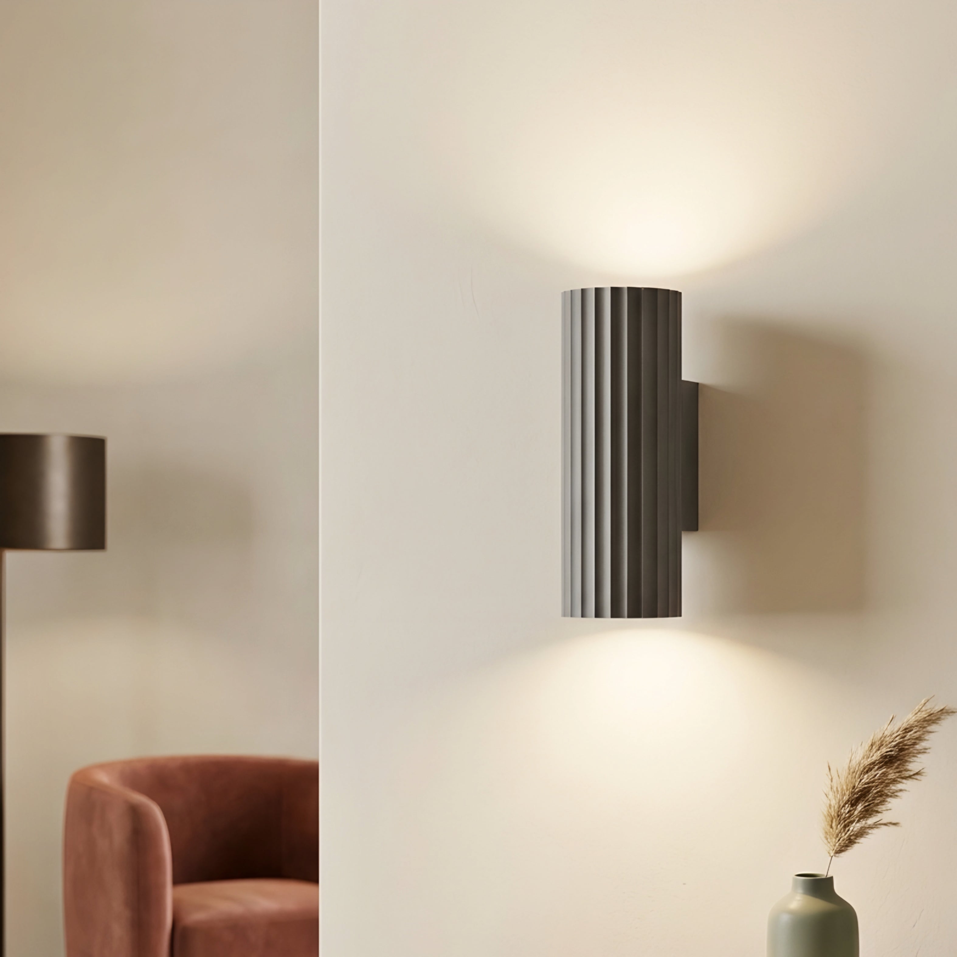 Corvel Wall Sconce – Modern Green Fluted Cylinder Decorative Lighting Bedroom Living Room