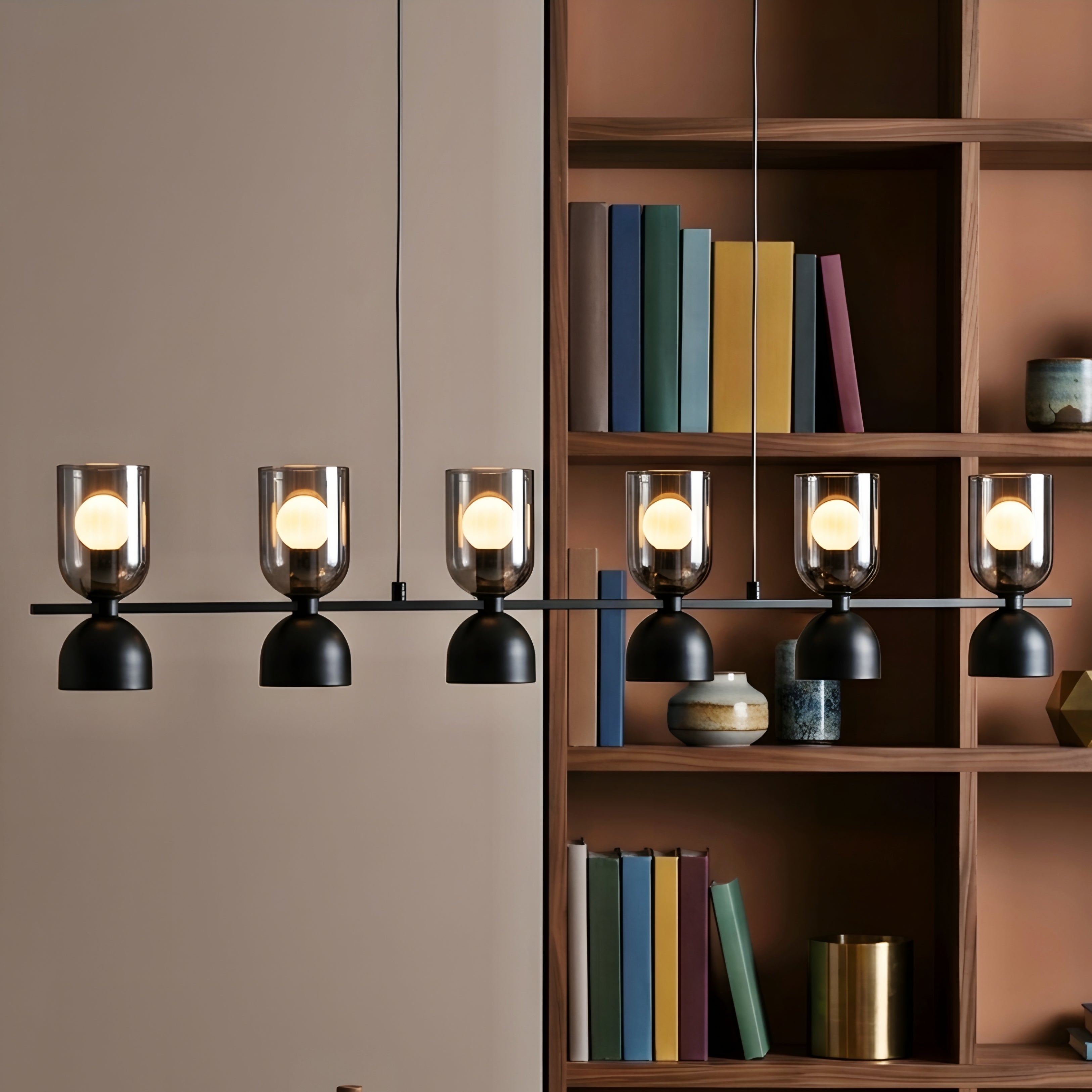 Quova Linear Pendant Light – Black Modern Kitchen Island Chandelier Dining Room Decorative Lighting