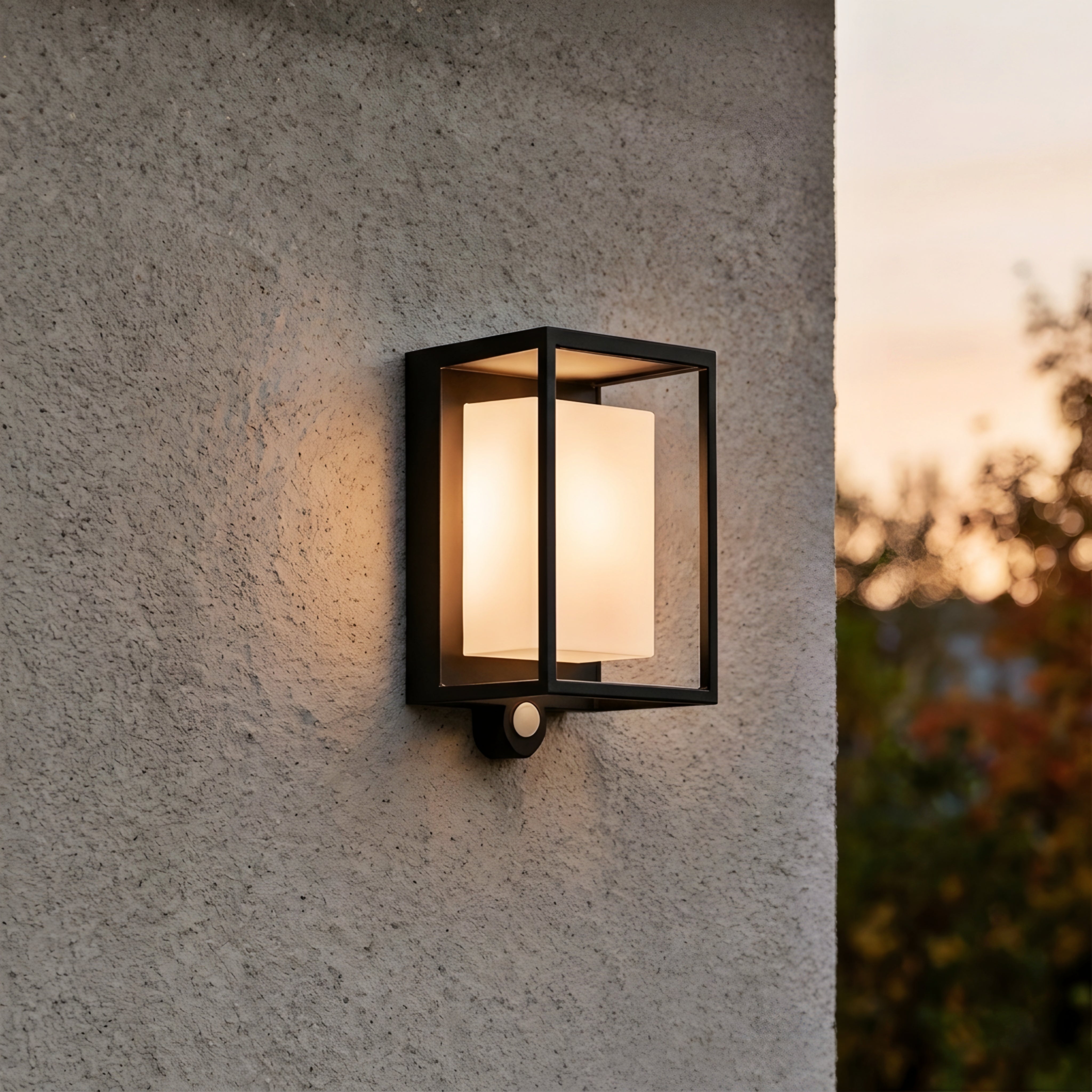 Caldex Frame Wall Sconce – Black Metal Cage Decorative Lighting Warm Fabric Shade Living Room Bedroom