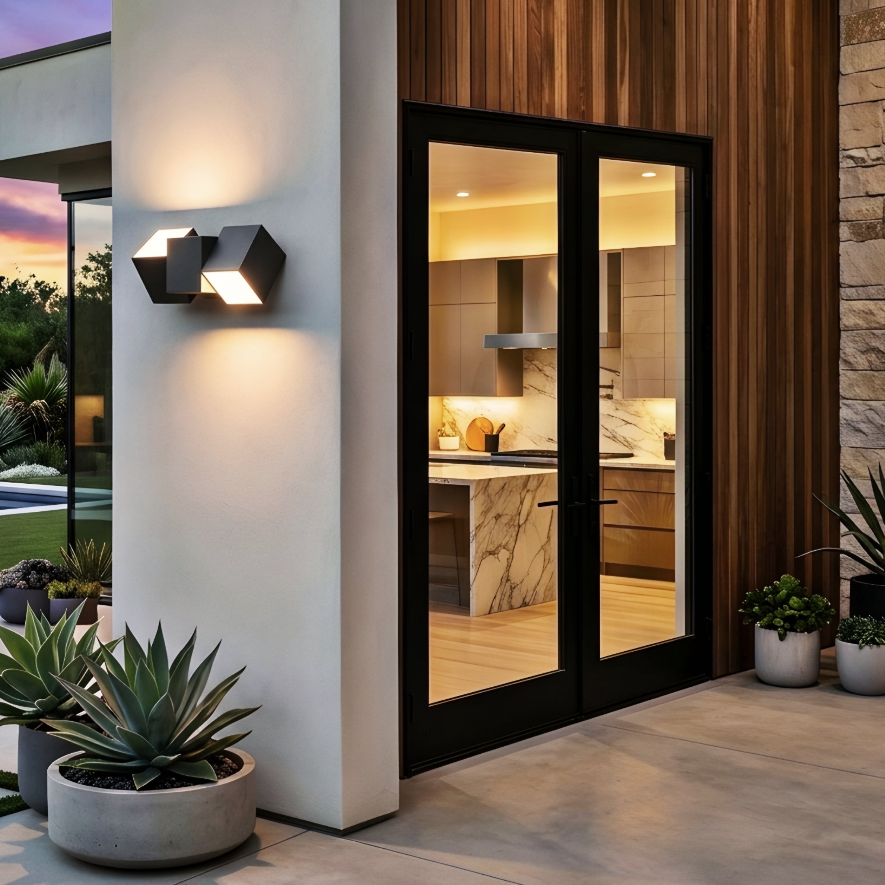 Hexaro Cube Wall Sconce – Modern Black Geometric LED Adjustable Decorative Lighting Bedroom Living Room