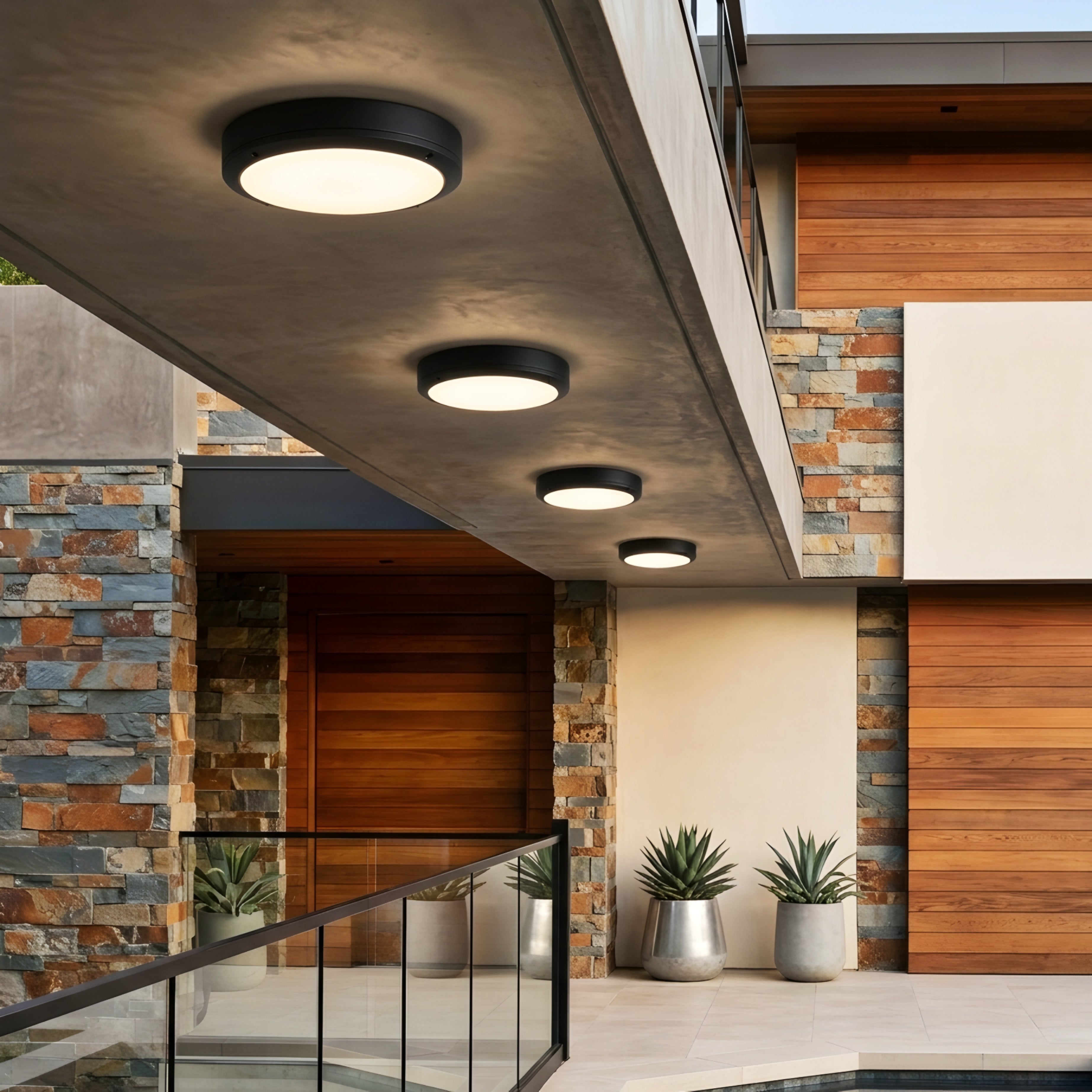 Obsido Flush Mount Ceiling Light – Modern Black Round LED Bathroom Kitchen Hallway Lighting Fixture