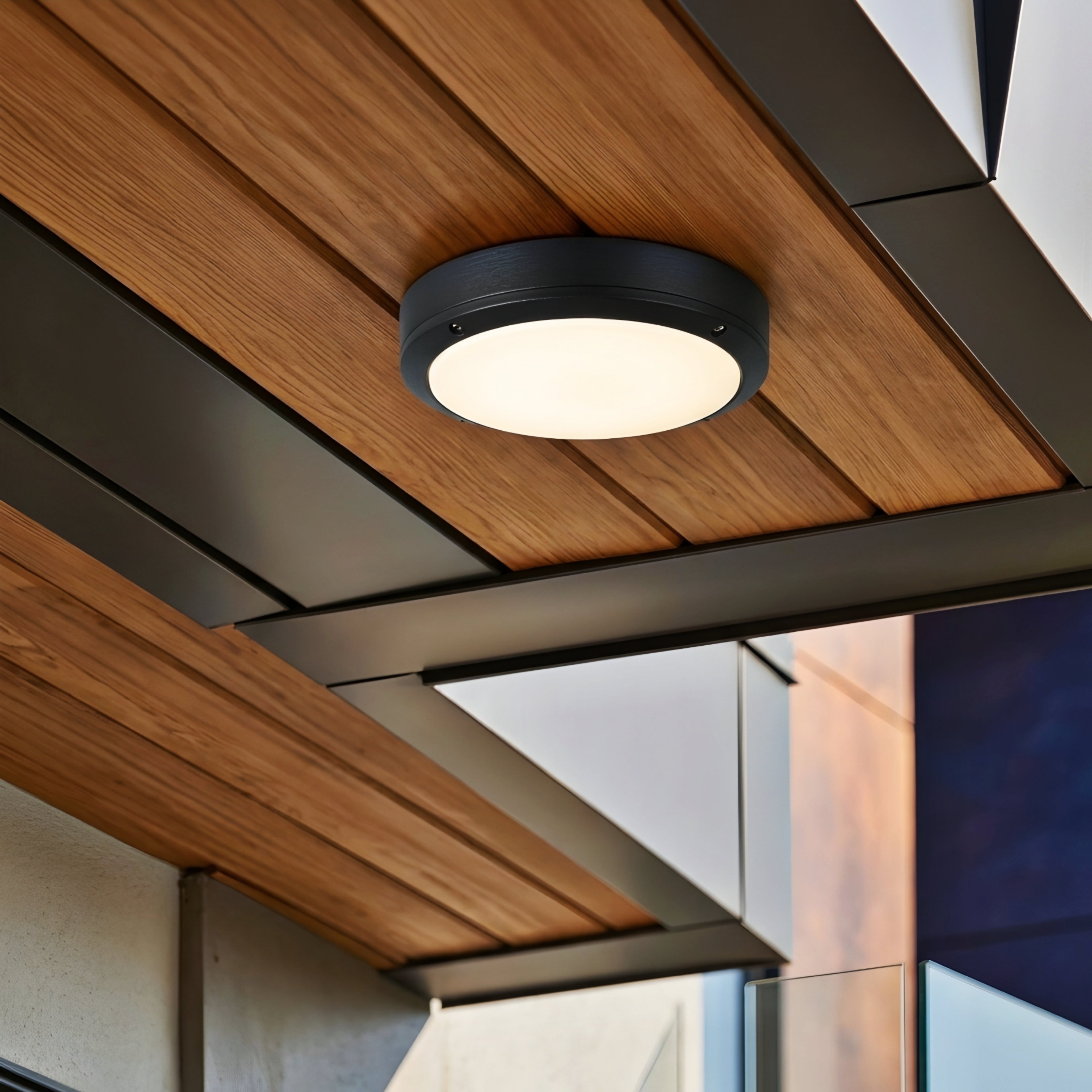 Obsido Flush Mount Ceiling Light – Modern Black Round LED Bathroom Kitchen Hallway Lighting Fixture