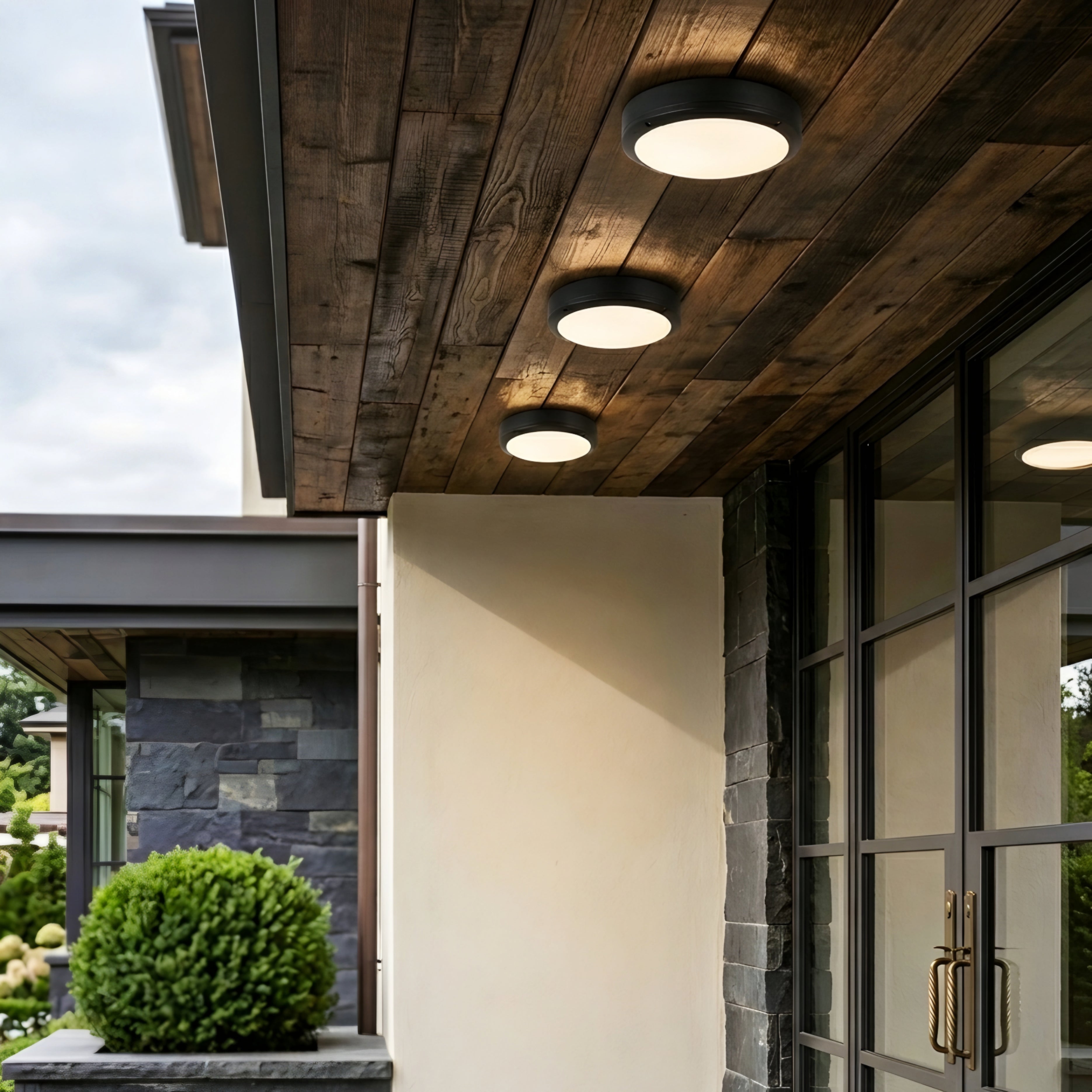 Obsido Flush Mount Ceiling Light – Modern Black Round LED Bathroom Kitchen Hallway Lighting Fixture