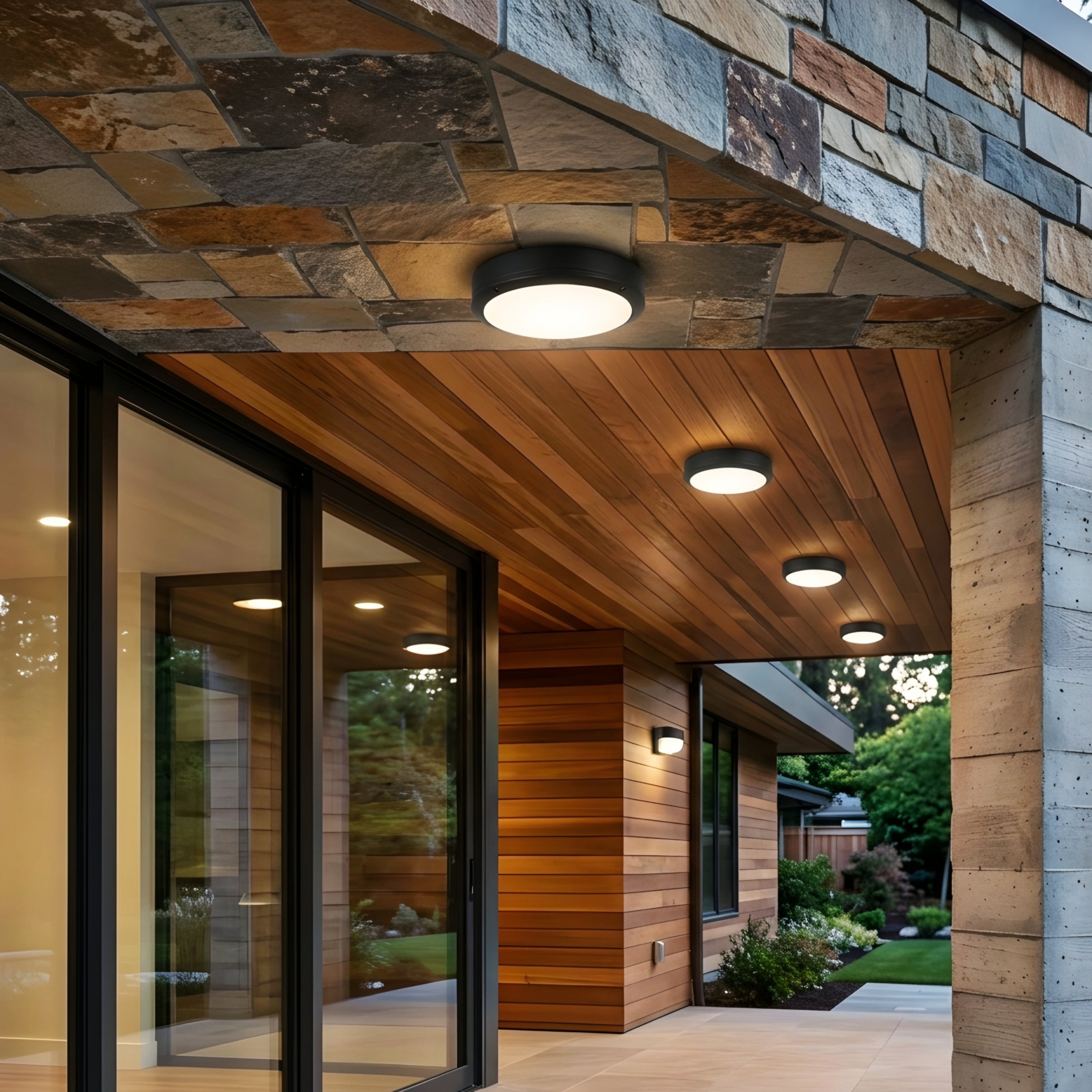 Obsido Flush Mount Ceiling Light – Modern Black Round LED Bathroom Kitchen Hallway Lighting Fixture