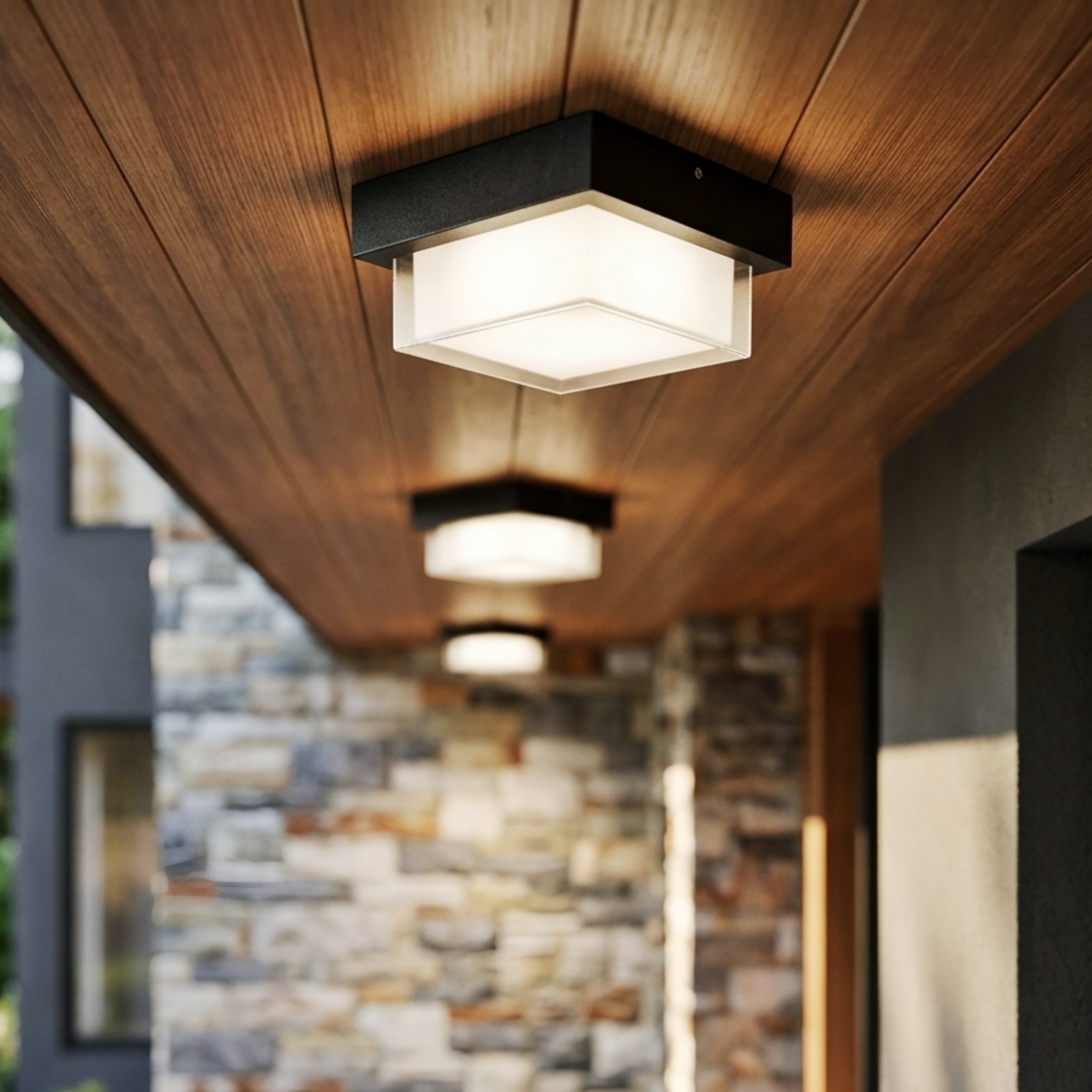 Quadrix Frame Ceiling Light – LED Flush Mount Square Black Modern Ceiling Lighting Fixture Living Room Bedroom