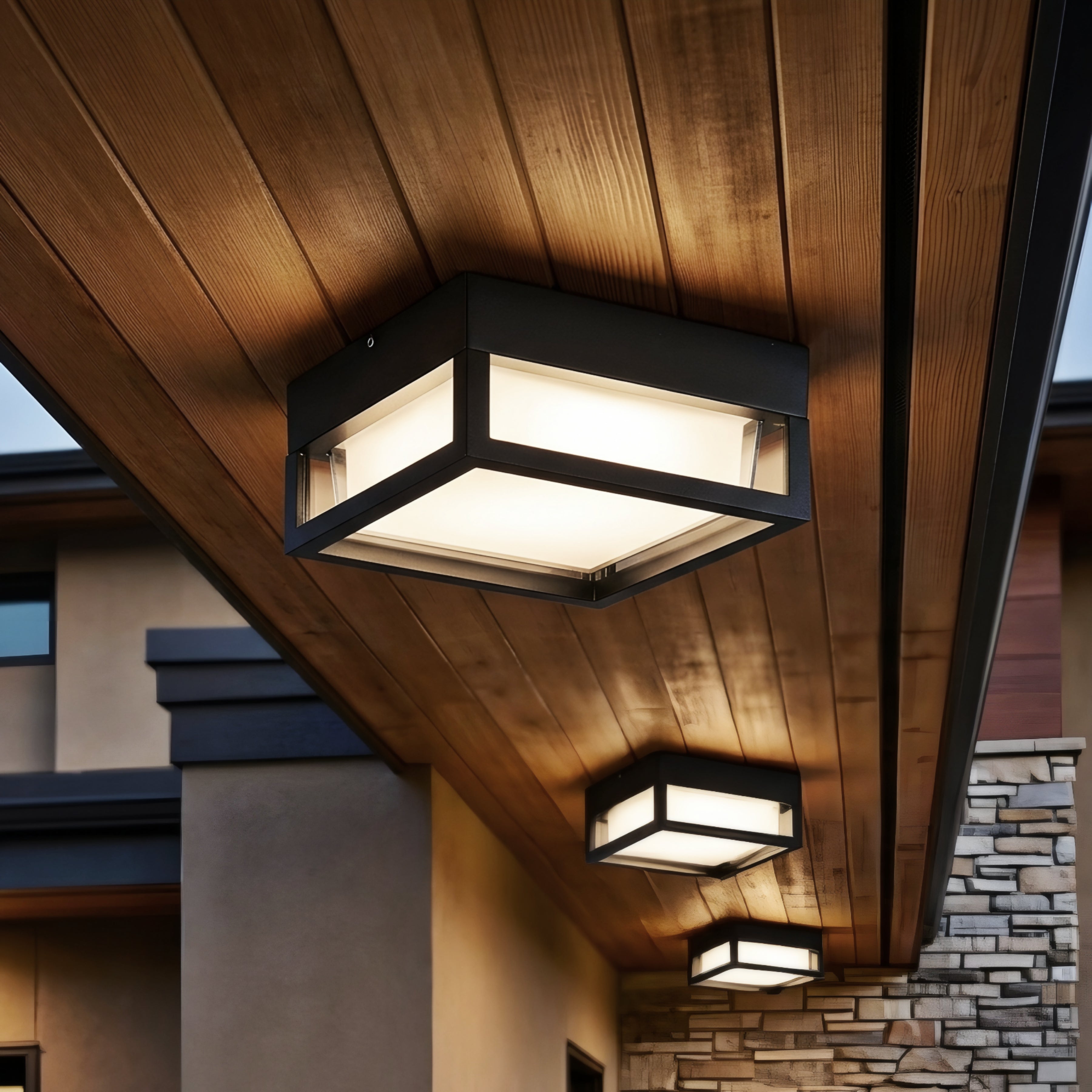 Quadrix Frame Ceiling Light – LED Flush Mount Square Black Modern Ceiling Lighting Fixture Living Room Bedroom