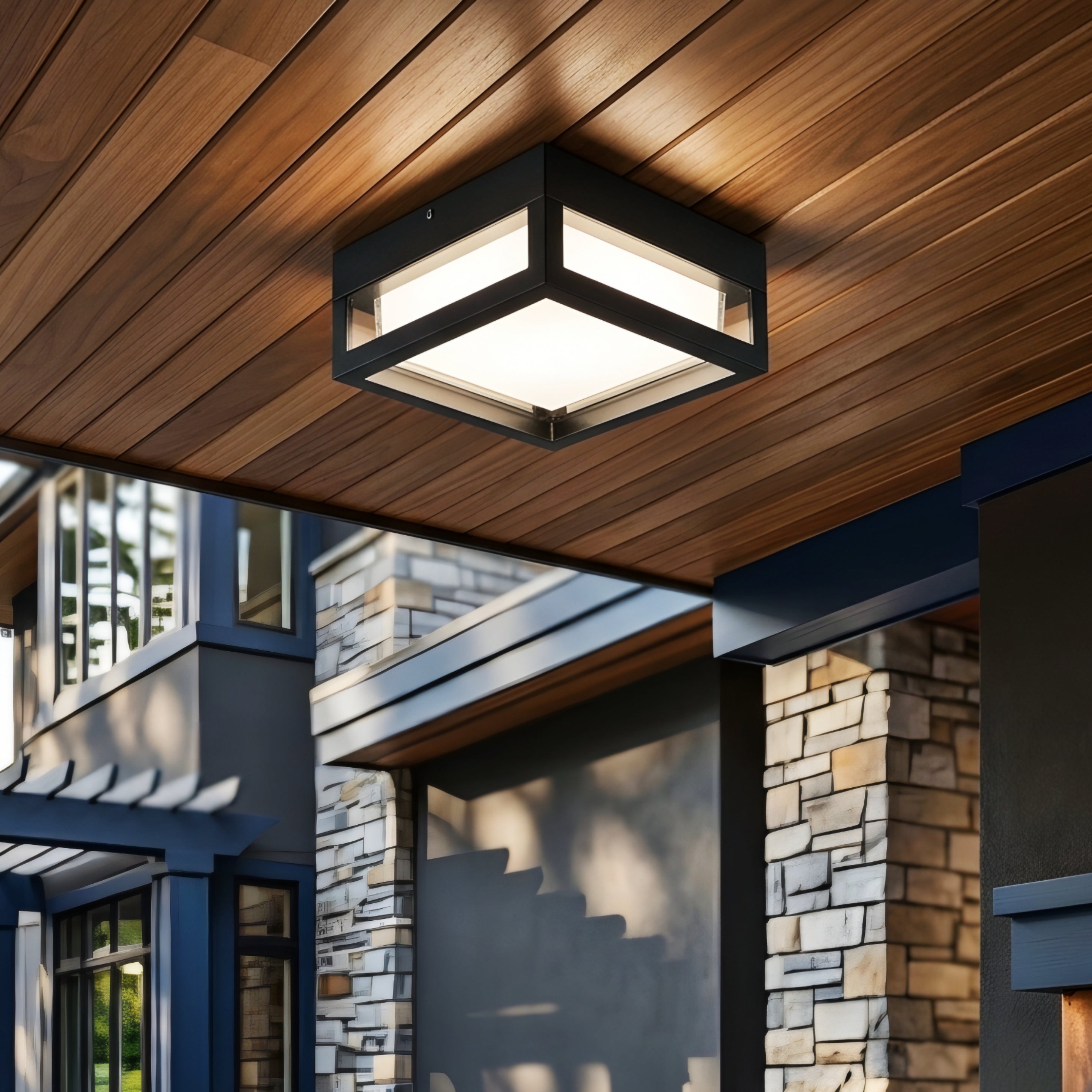 Quadrix Frame Ceiling Light – LED Flush Mount Square Black Modern Ceiling Lighting Fixture Living Room Bedroom