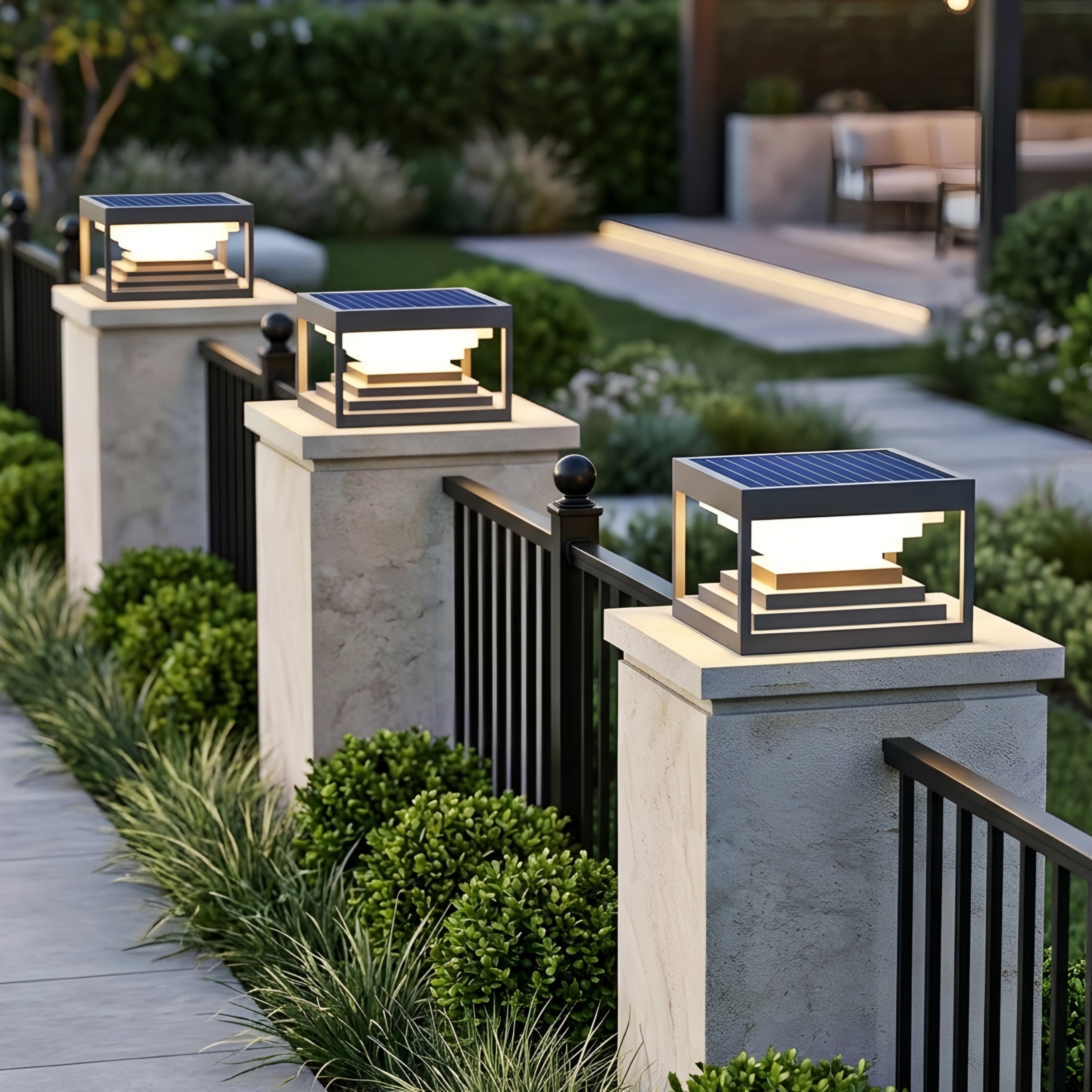 Stratum Outdoor Post Light – LED Black Metal Decorative Pathway Landscape Lighting Fixture Modern