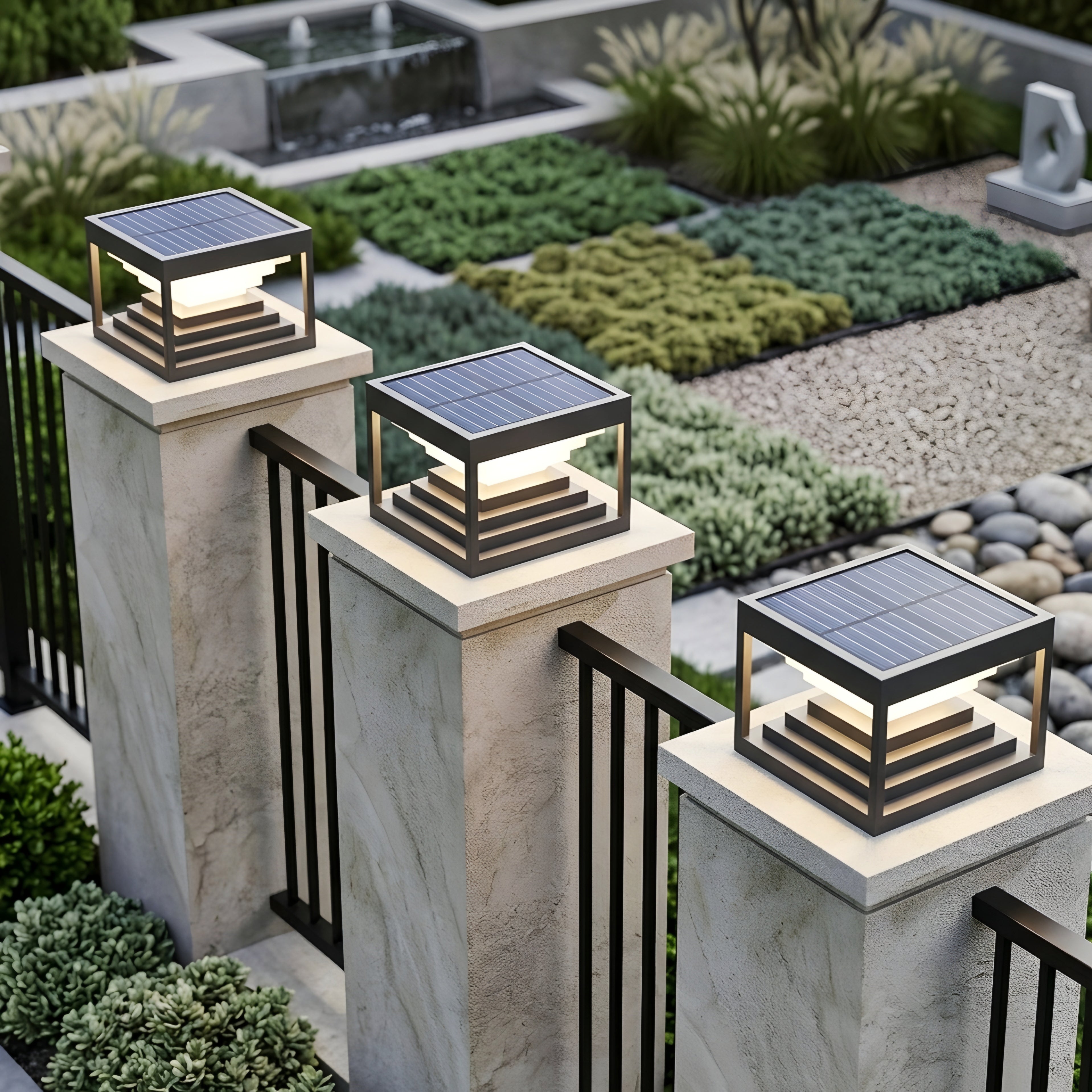 Stratum Outdoor Post Light – LED Black Metal Decorative Pathway Landscape Lighting Fixture Modern