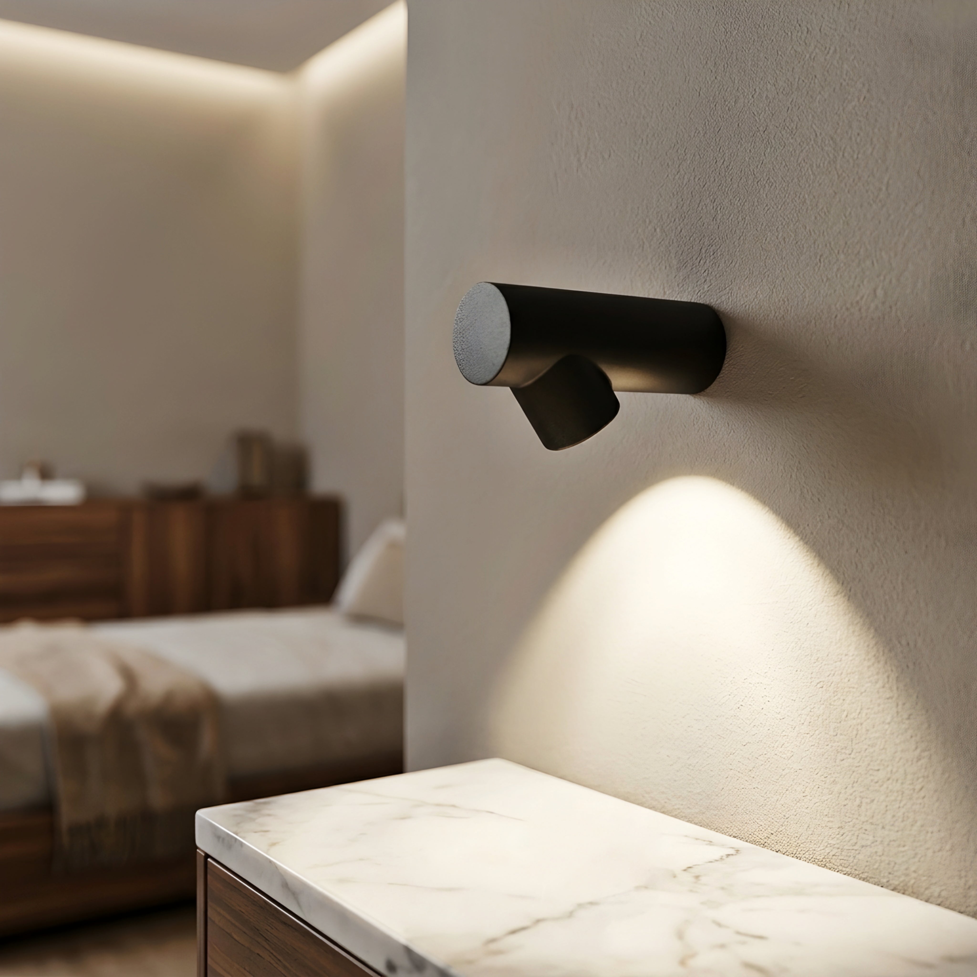 Vexaro Cylinder Wall Sconce – LED Spotlight Modern Black Adjustable Decorative Lighting Bedroom