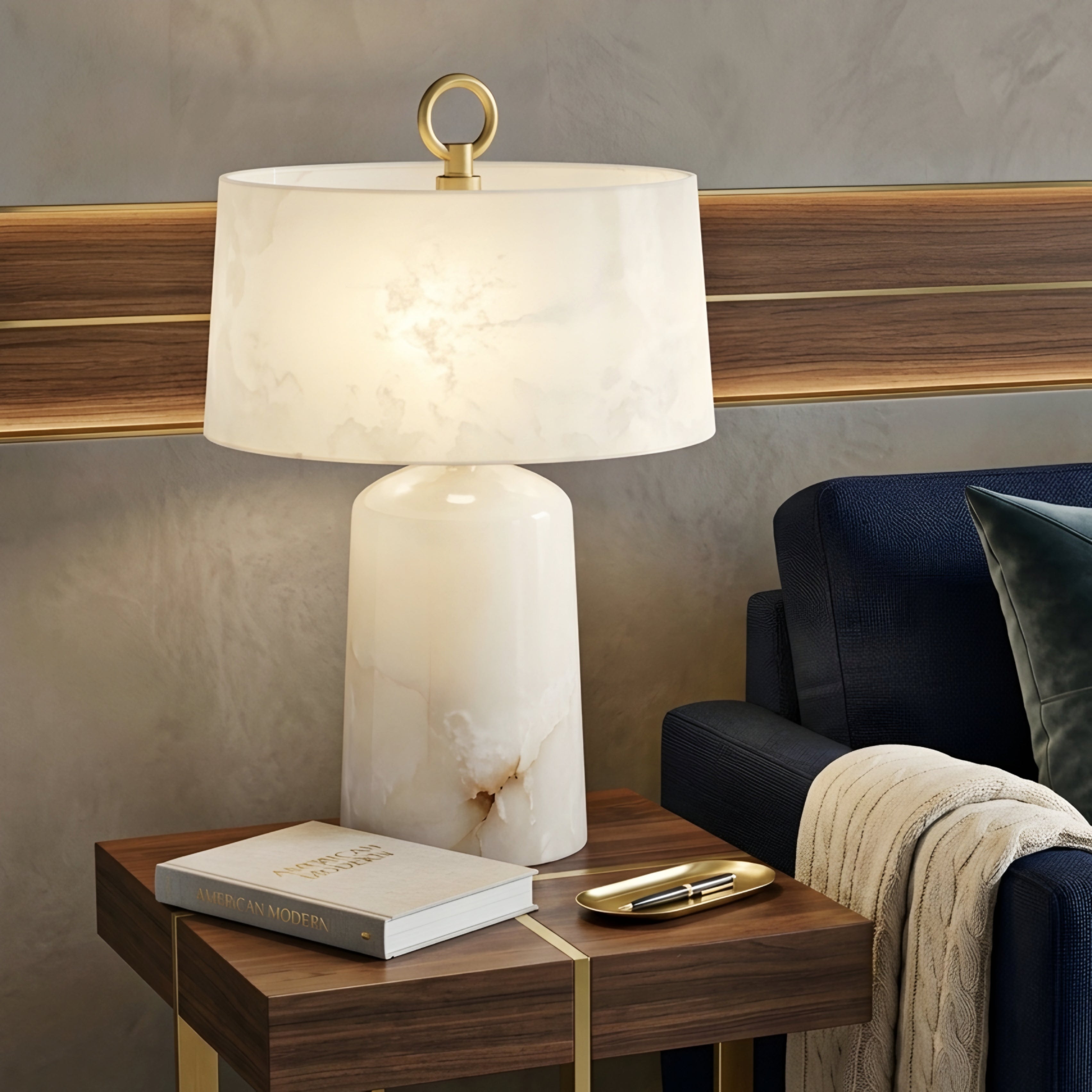 Marvessa Marble Table Lamp – Portable LED Decorative Lighting Living Room Bedroom Nightstand