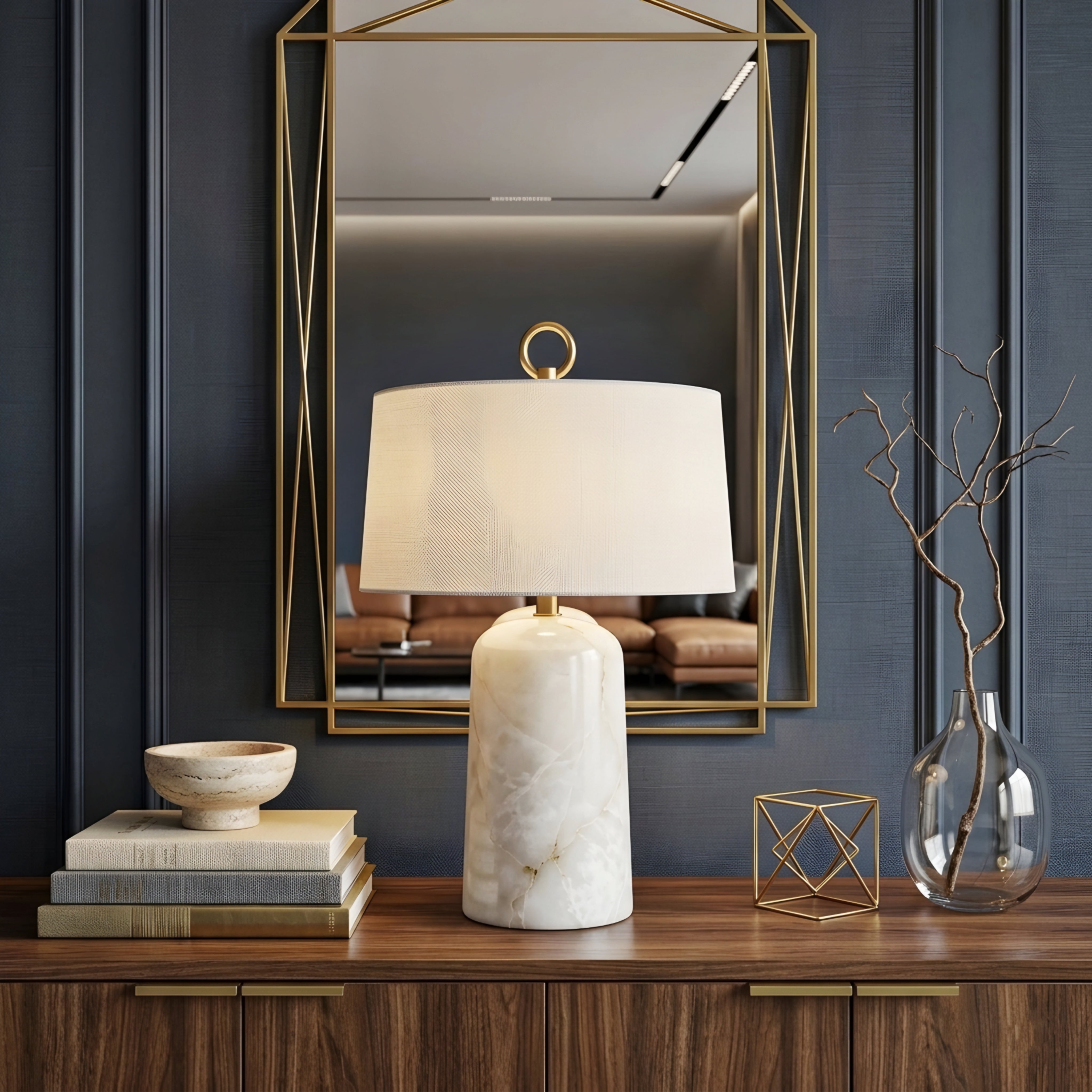 Marvessa Marble Table Lamp – Portable LED Decorative Lighting Living Room Bedroom Nightstand