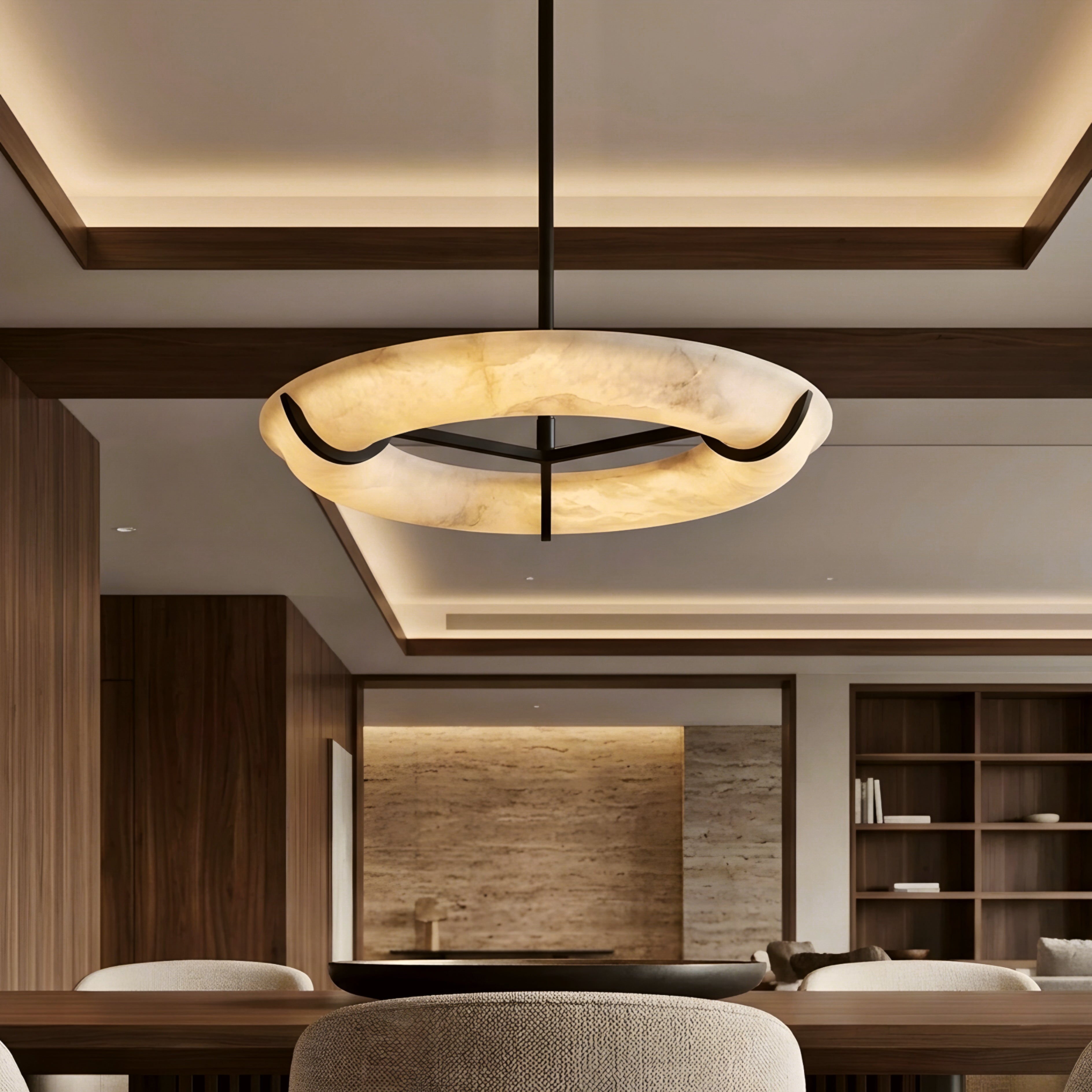 Zephren Halo Pendant Light – Modern Ring Chandelier Warm LED Decorative Lighting Dining Room Kitchen Island