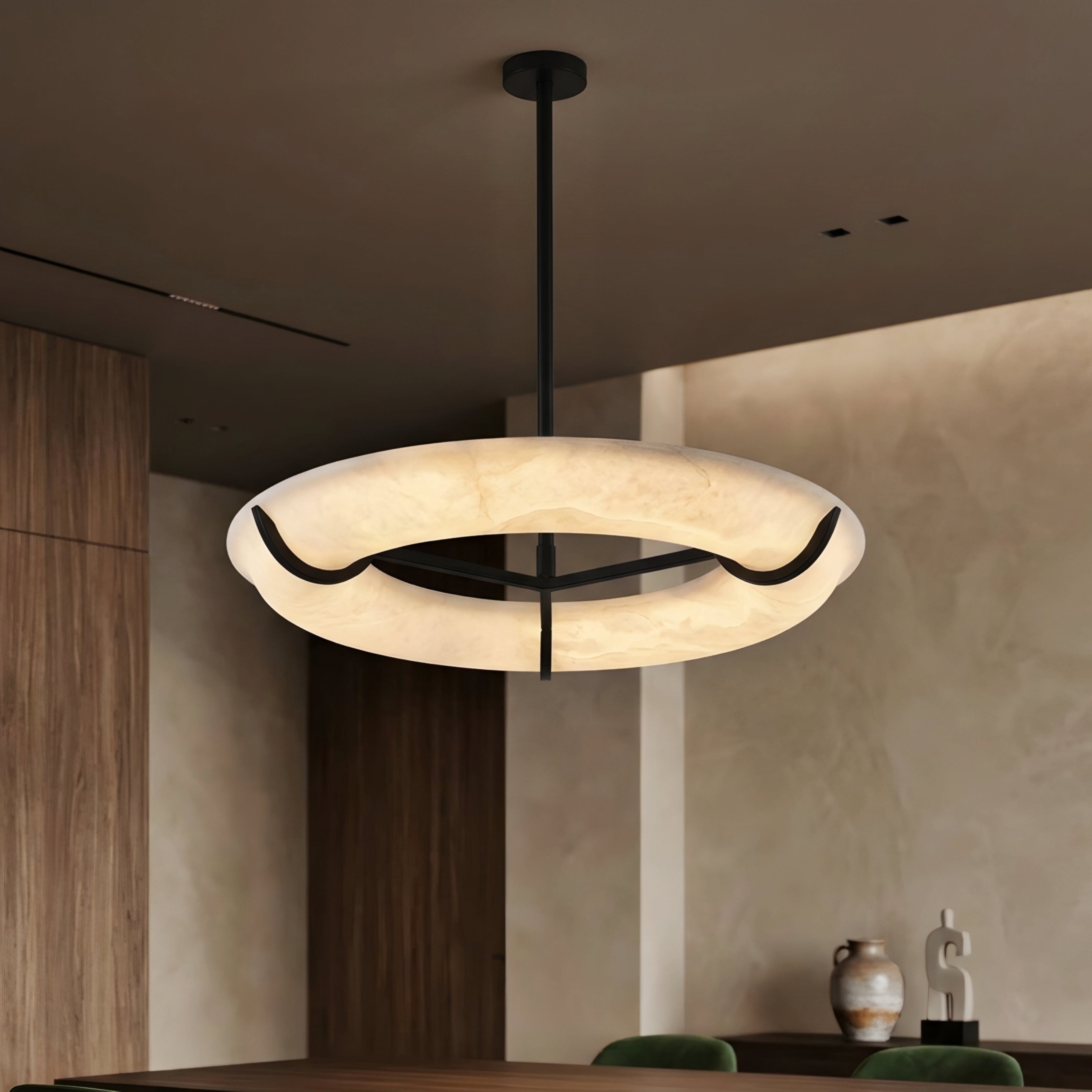 Zephren Halo Pendant Light – Modern Ring Chandelier Warm LED Decorative Lighting Dining Room Kitchen Island
