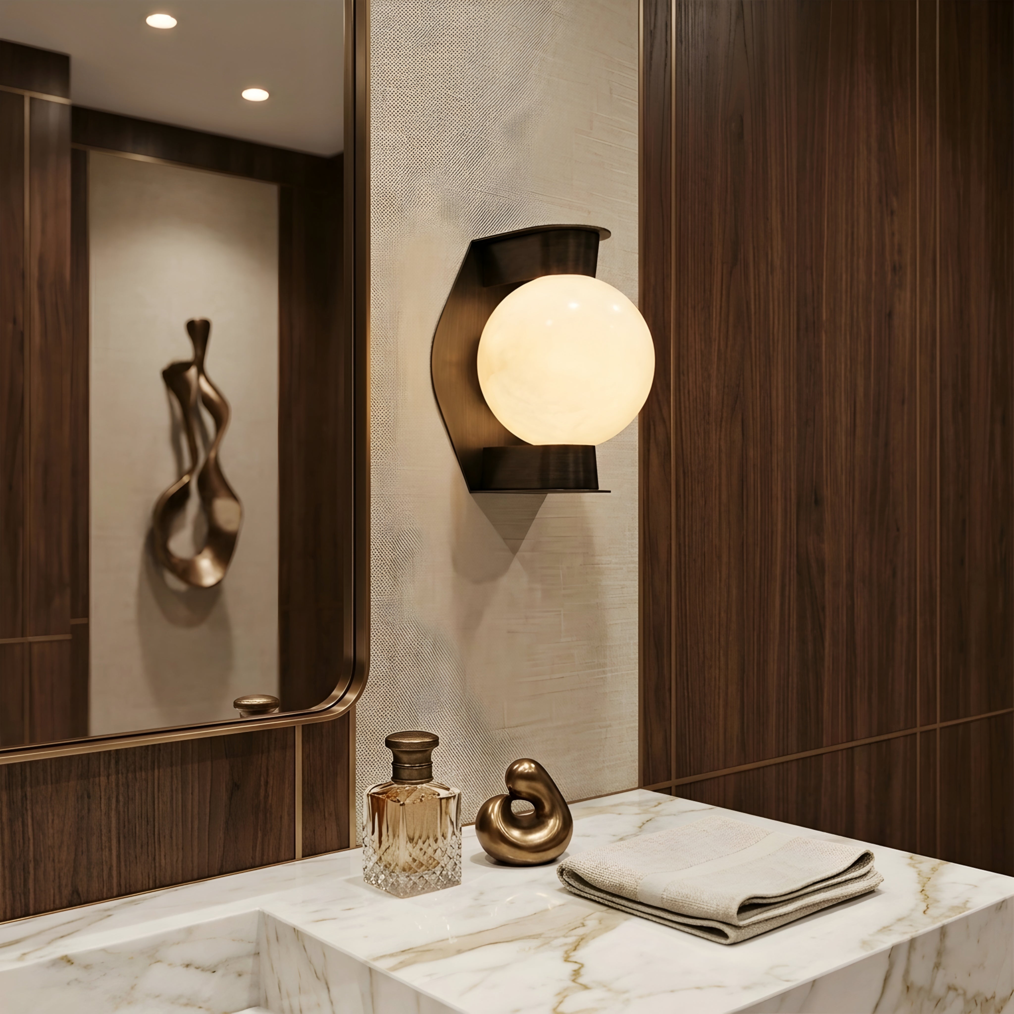 Celestra Orb Wall Sconce – Modern Gold Brass Globe Wall Lamp Bedroom Living Room Decorative Lighting