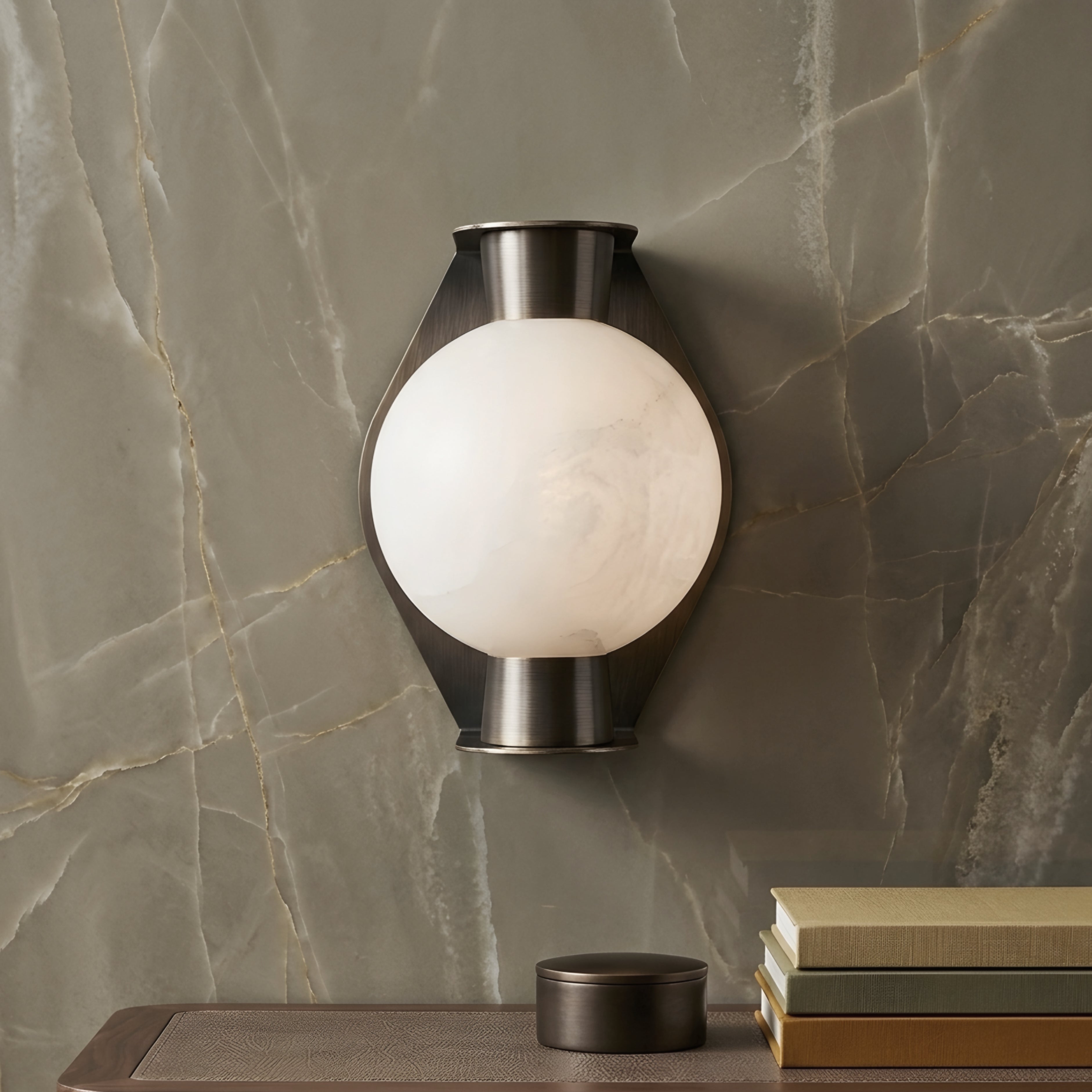 Celestra Orb Wall Sconce – Modern Gold Brass Globe Wall Lamp Bedroom Living Room Decorative Lighting
