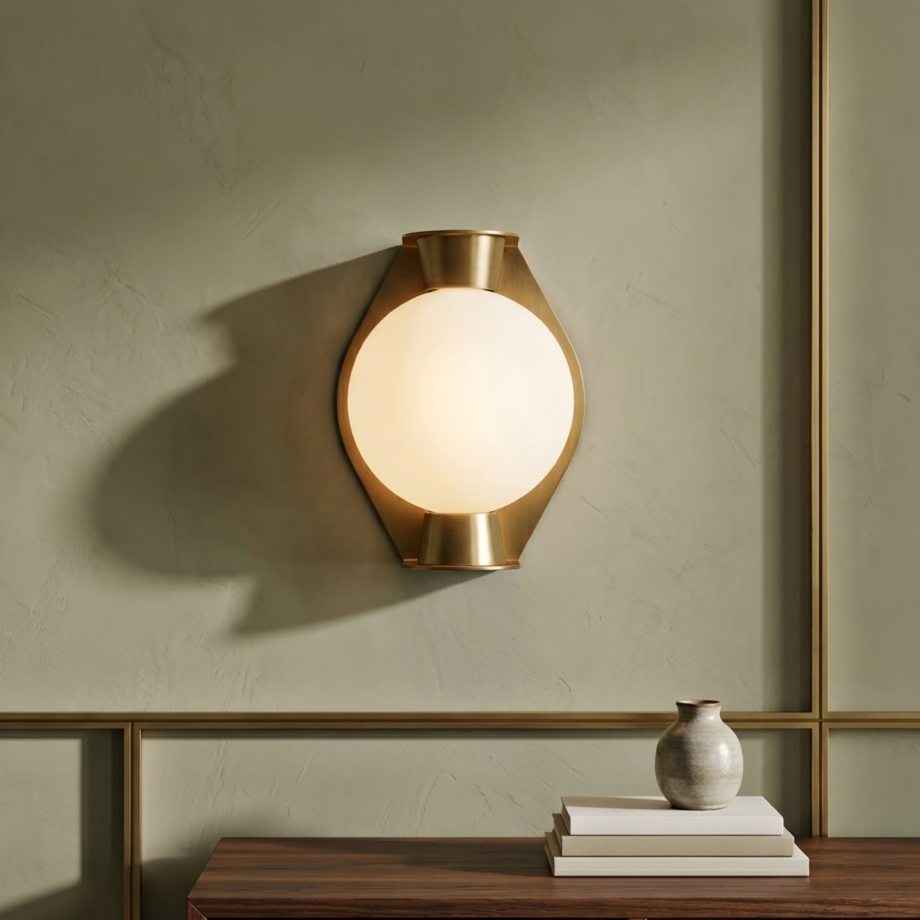 Celestra Orb Wall Sconce – Modern Gold Brass Globe Wall Lamp Bedroom Living Room Decorative Lighting