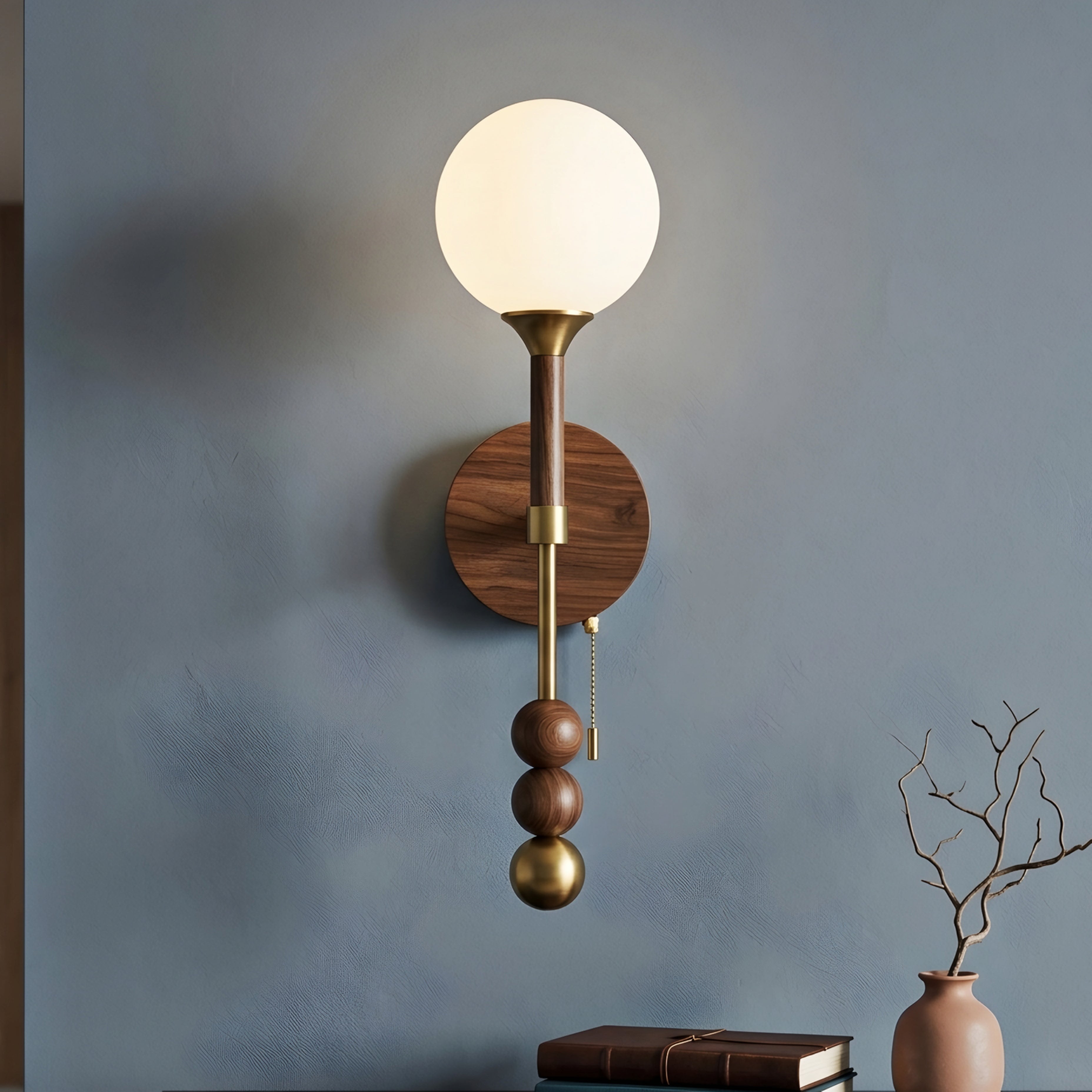 Vespero Globe Wall Sconce – Mid Century Modern Brass Glass Decorative Lighting Bedroom Living Room