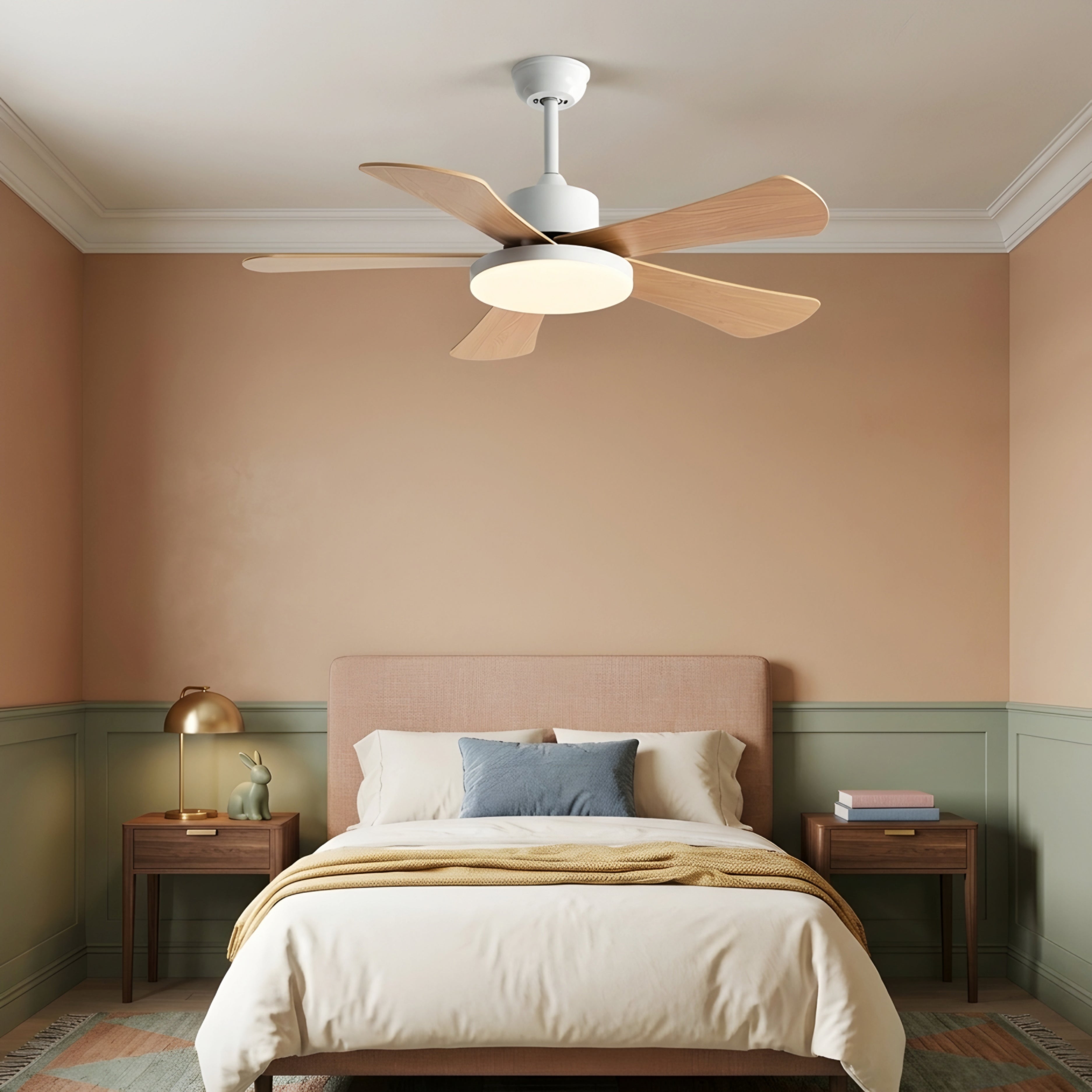 Chromia Pulse Ceiling Fan – Modern Colorful Blades LED Light Bedroom Kids Room Nursery Playroom Decorative Lighting