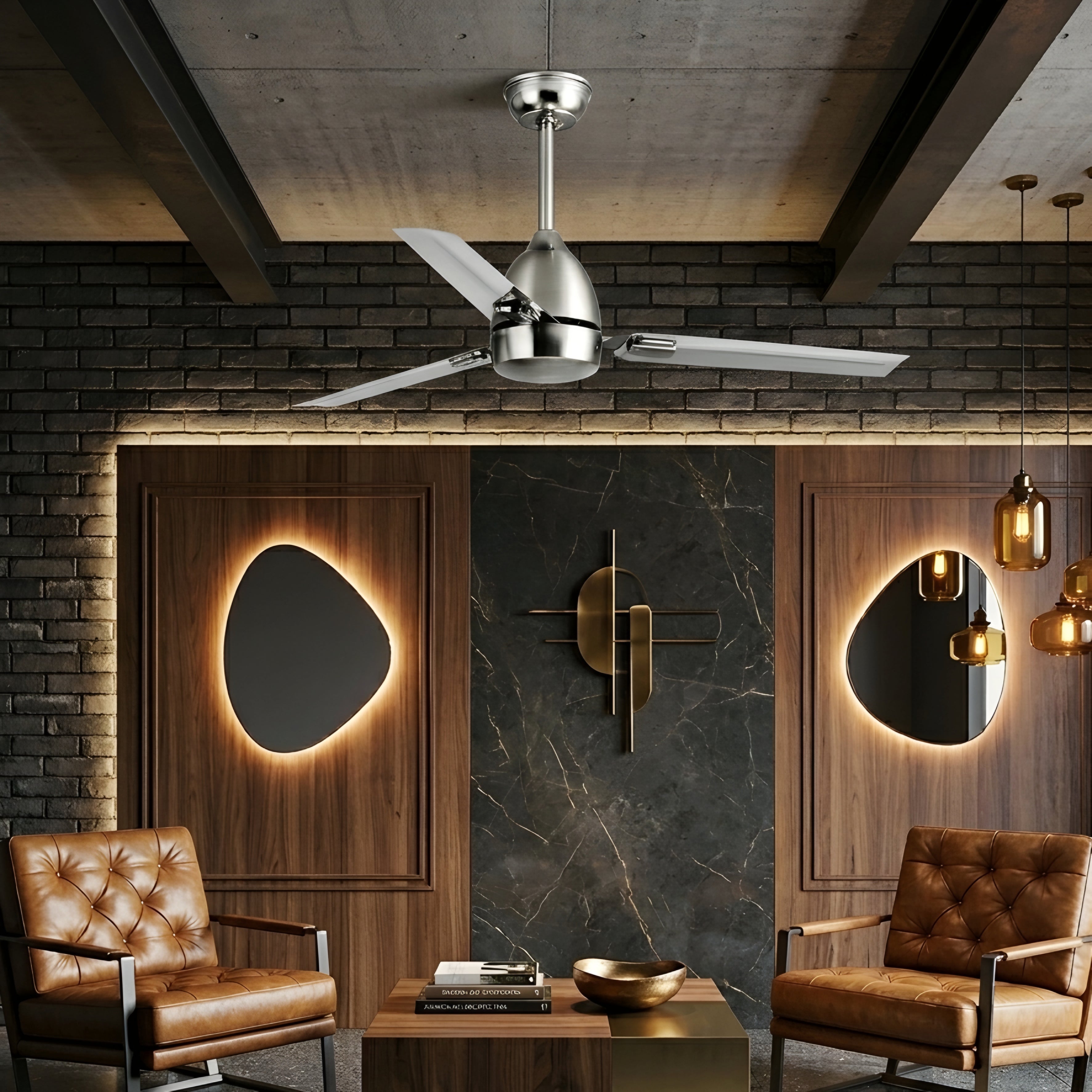 Vesaro Bronze Ceiling Fan – Modern 5 Blade Antique Brass Decorative Lighting Living Room Bedroom