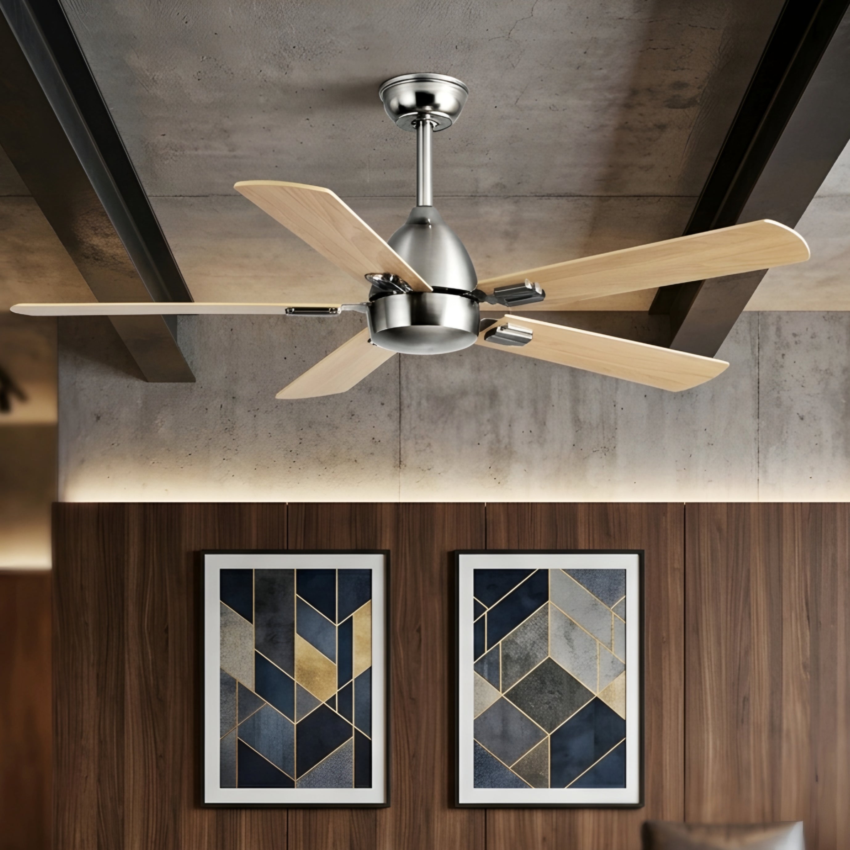 Vesaro Bronze Ceiling Fan – Modern 5 Blade Antique Brass Decorative Lighting Living Room Bedroom