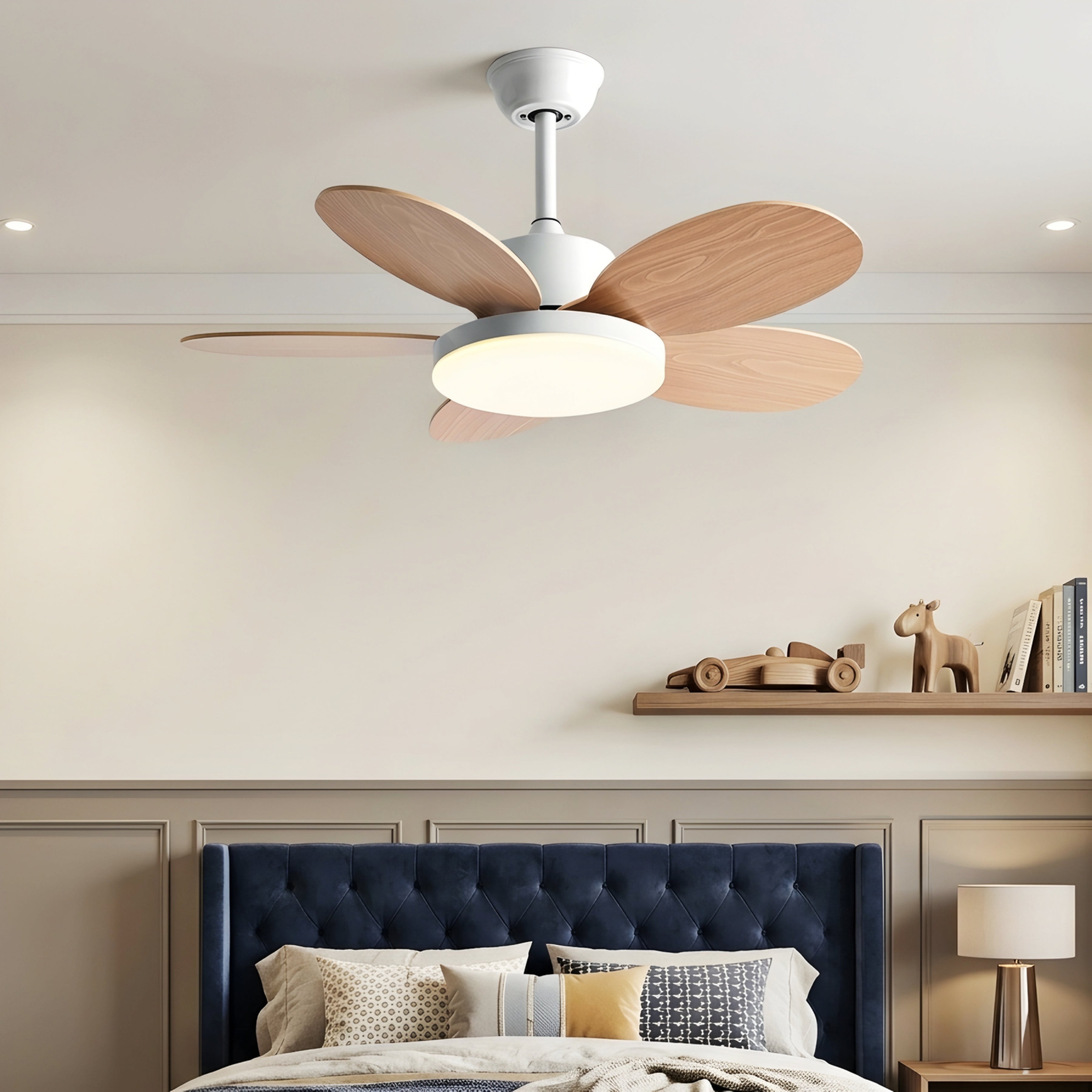 Petali Bloom Ceiling Fan – LED Light Modern Colorful Blade Kids Bedroom Living Room Nursery Decorative