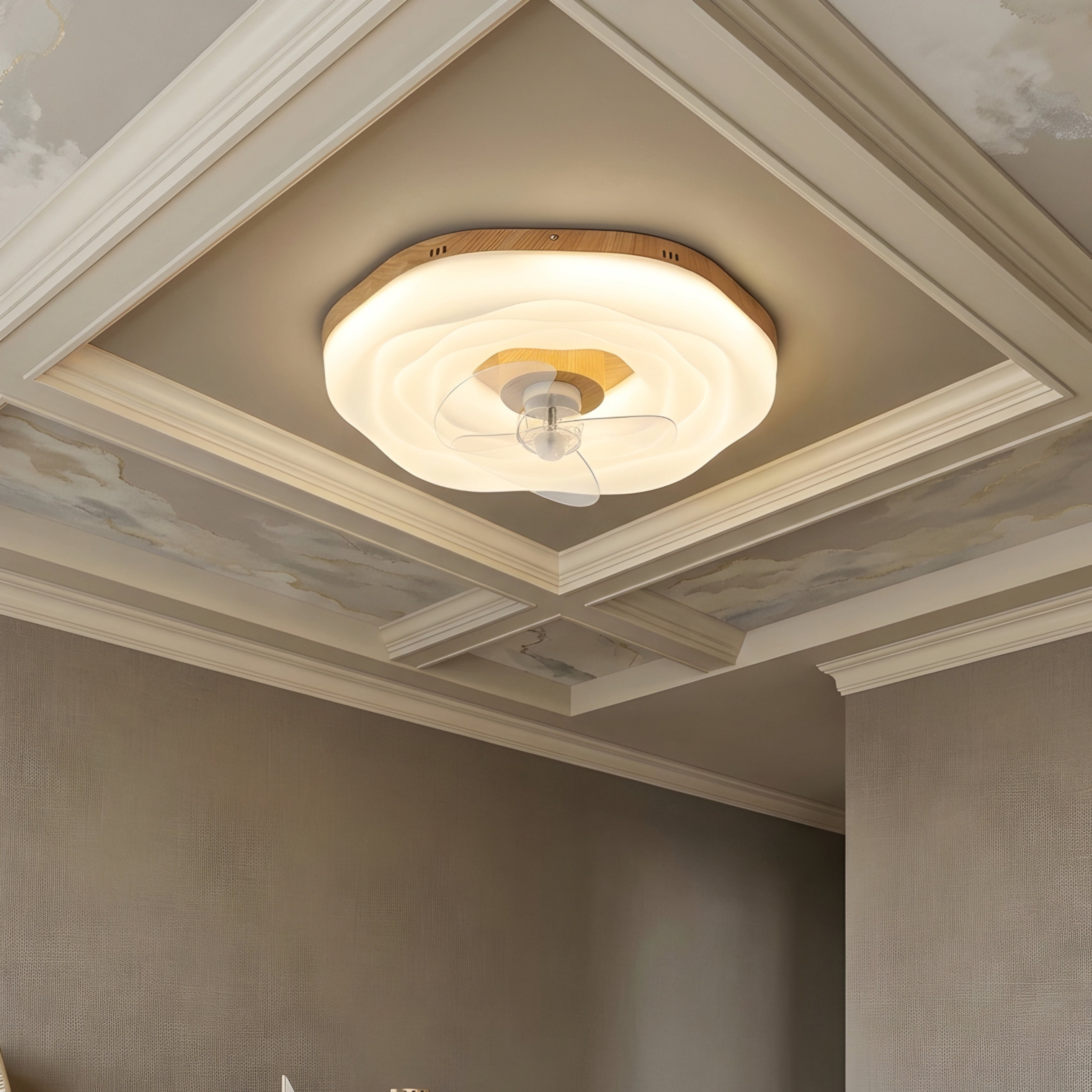 Ripley Wave Ceiling Fan Light – LED Flush Mount Modern Bedroom Living Room Lighting Fixture