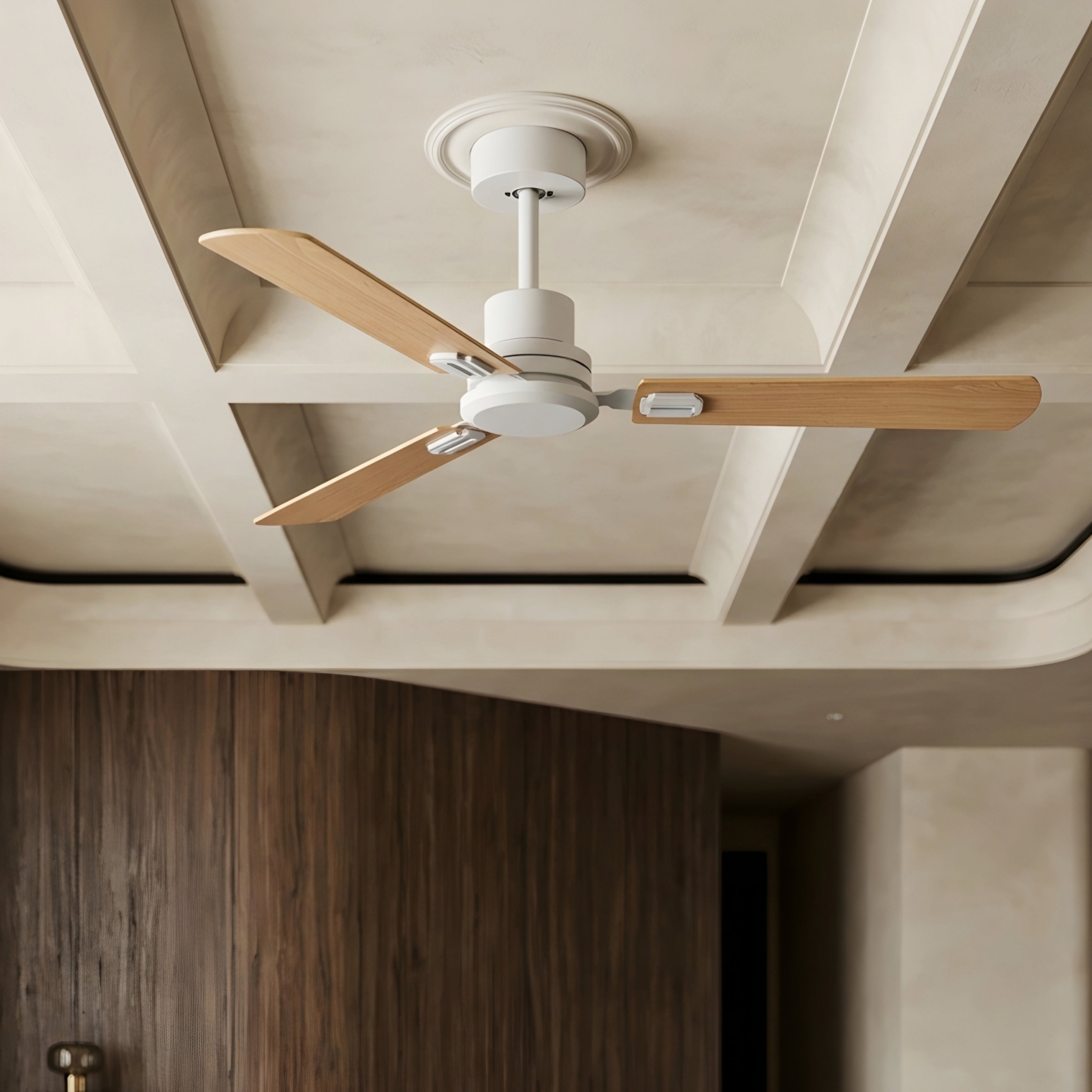 Corvex Blade Ceiling Fan – Modern Black Wood 3 Blade Industrial Flush Mount Living Room Bedroom