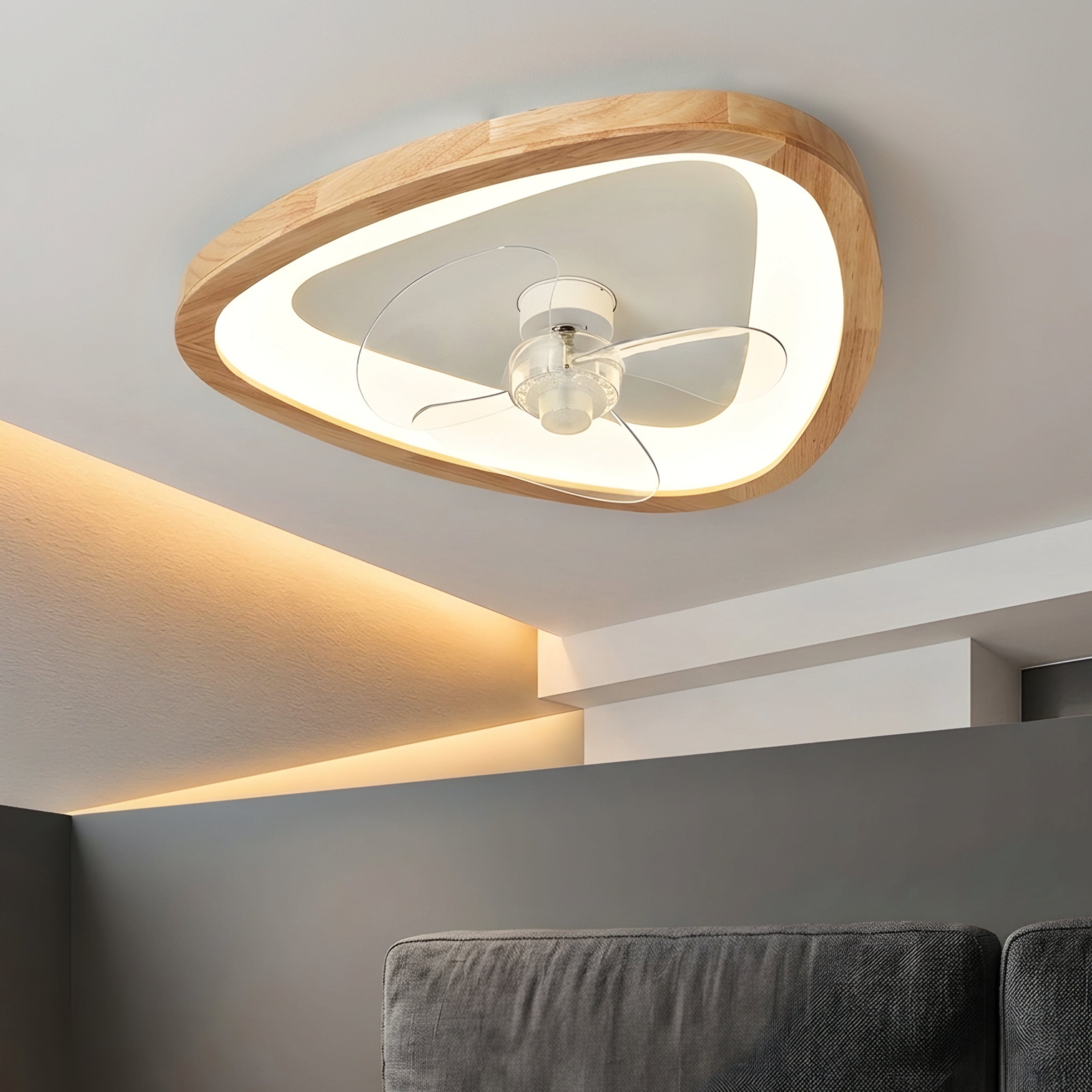Rimwood Flow Ceiling Fan Light – LED Modern Wood Flush Mount Bedroom Living Room Decorative Lighting