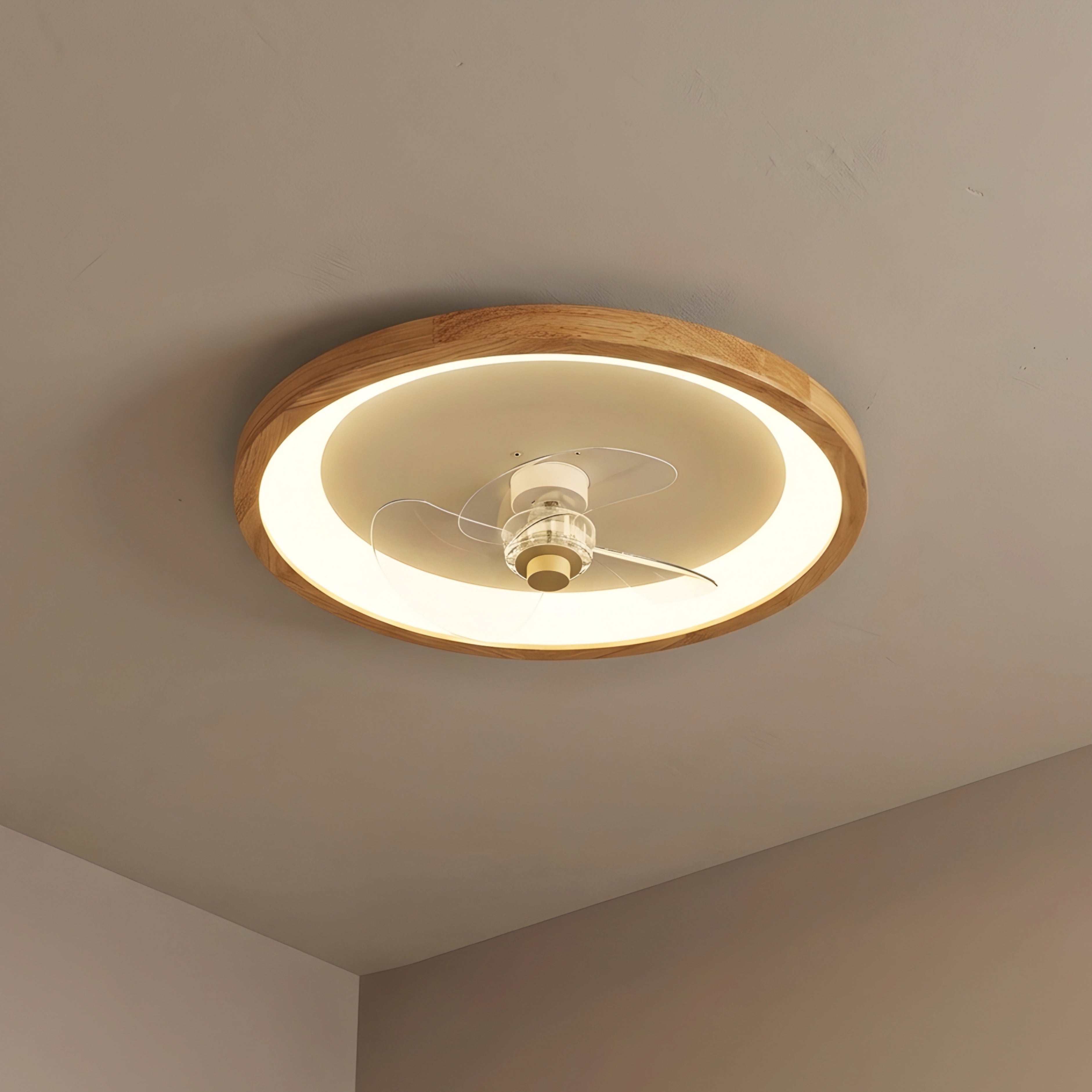 Rimwood Flow Ceiling Fan Light – LED Modern Wood Flush Mount Bedroom Living Room Decorative Lighting