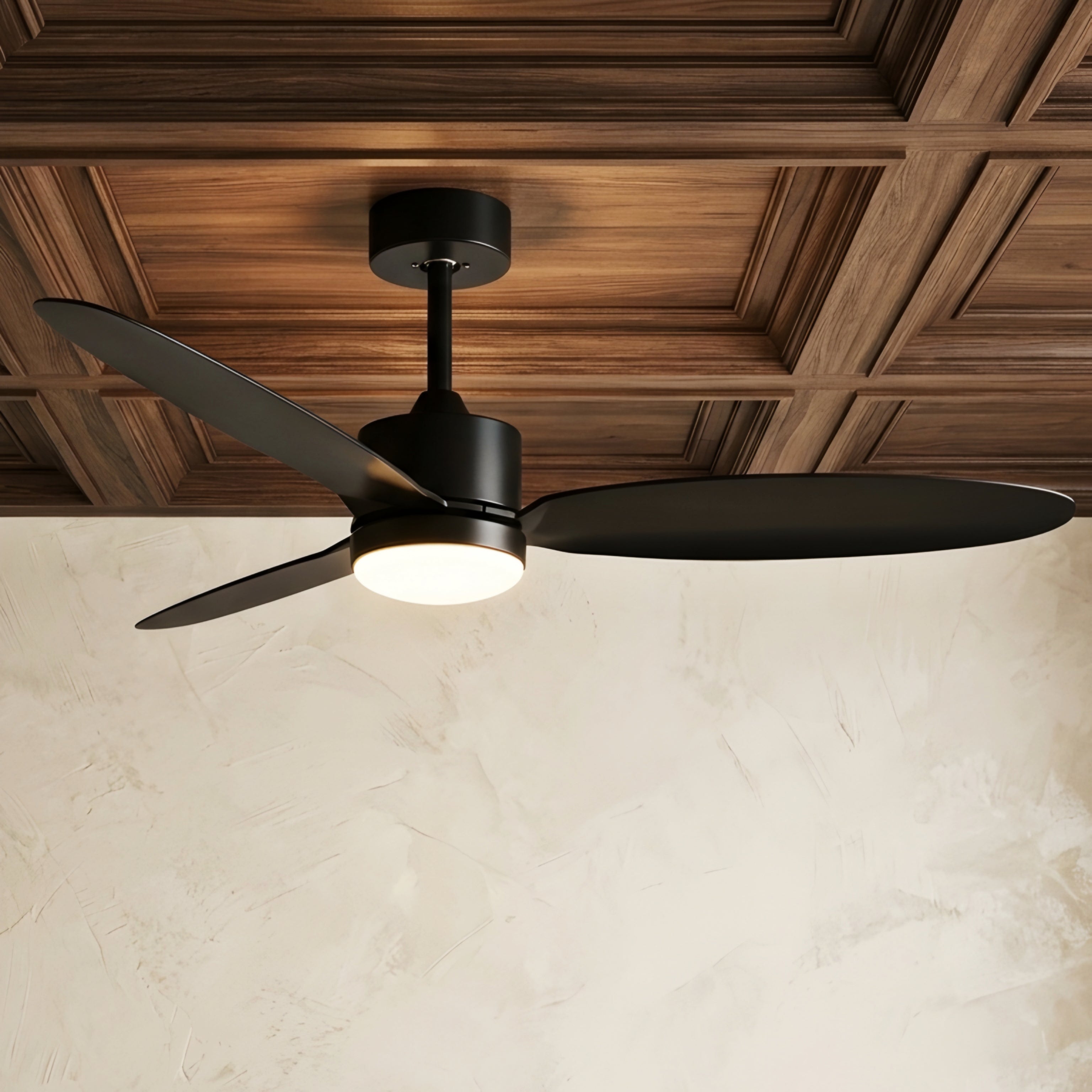 Hexton Aero Ceiling Fan – Modern Wood Finish Bedroom Living Room LED Light Remote Control Quiet