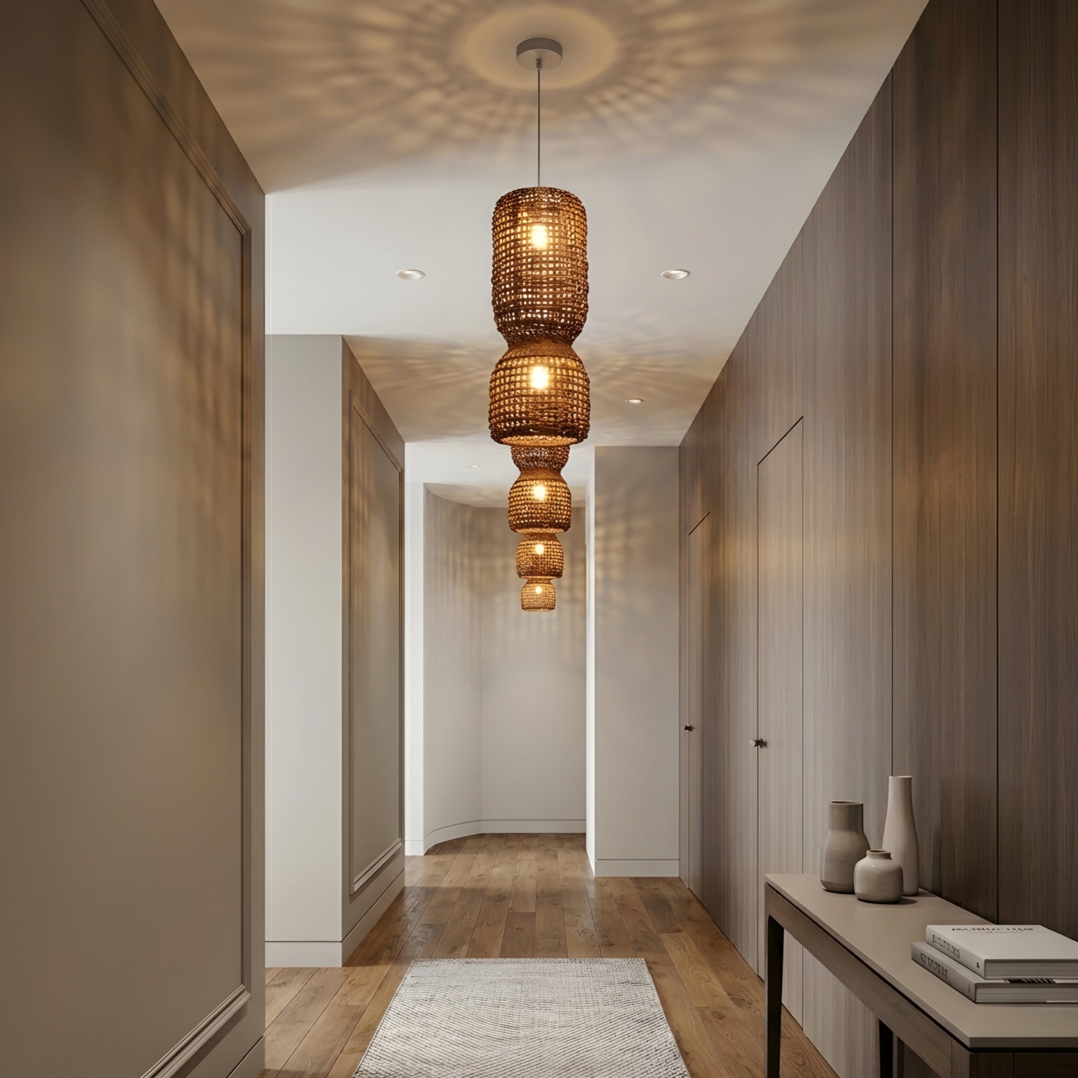 Bayana Woven Pendant Light – Rattan Handwoven Boho Decorative Lighting Dining Room Kitchen Island