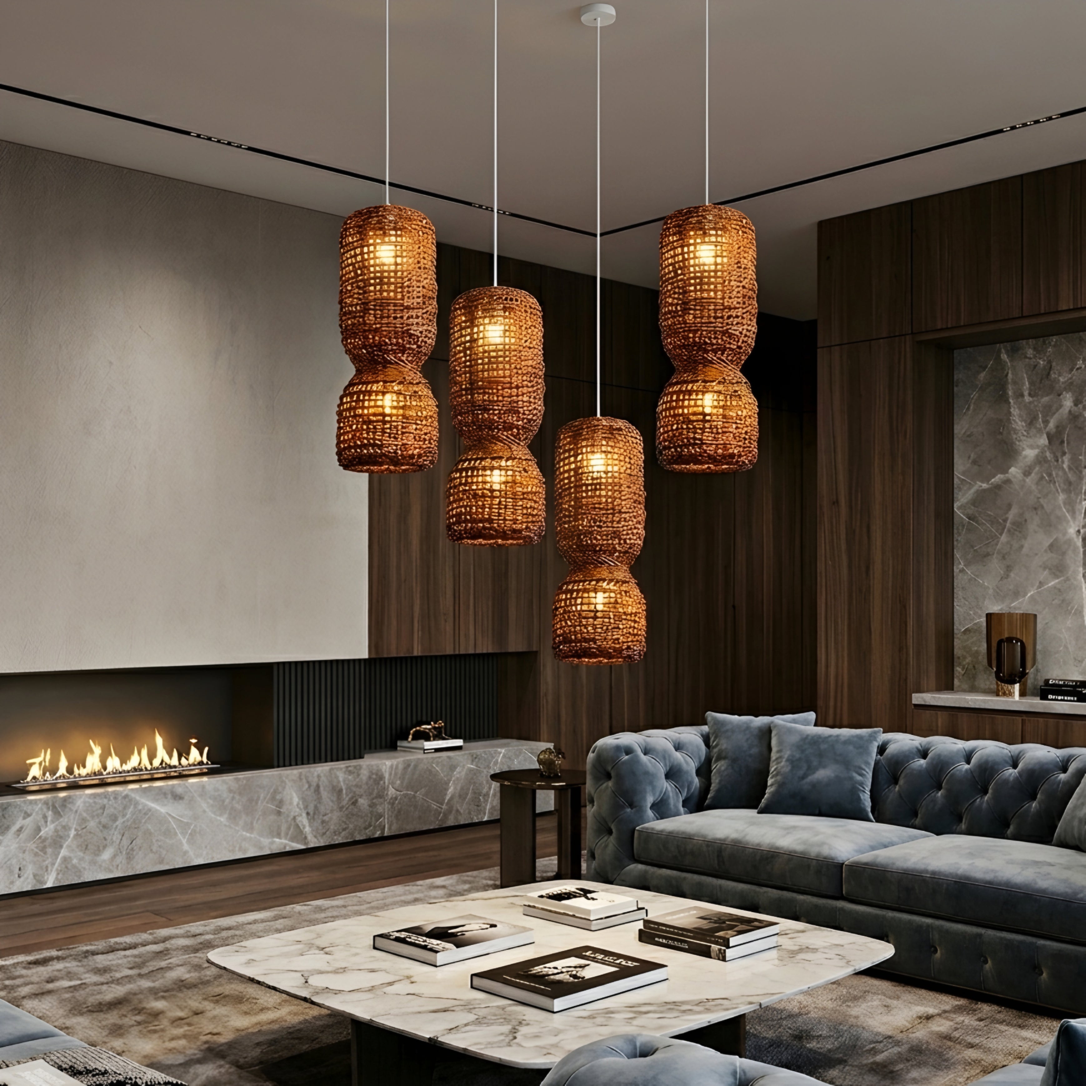 Bayana Woven Pendant Light – Rattan Handwoven Boho Decorative Lighting Dining Room Kitchen Island