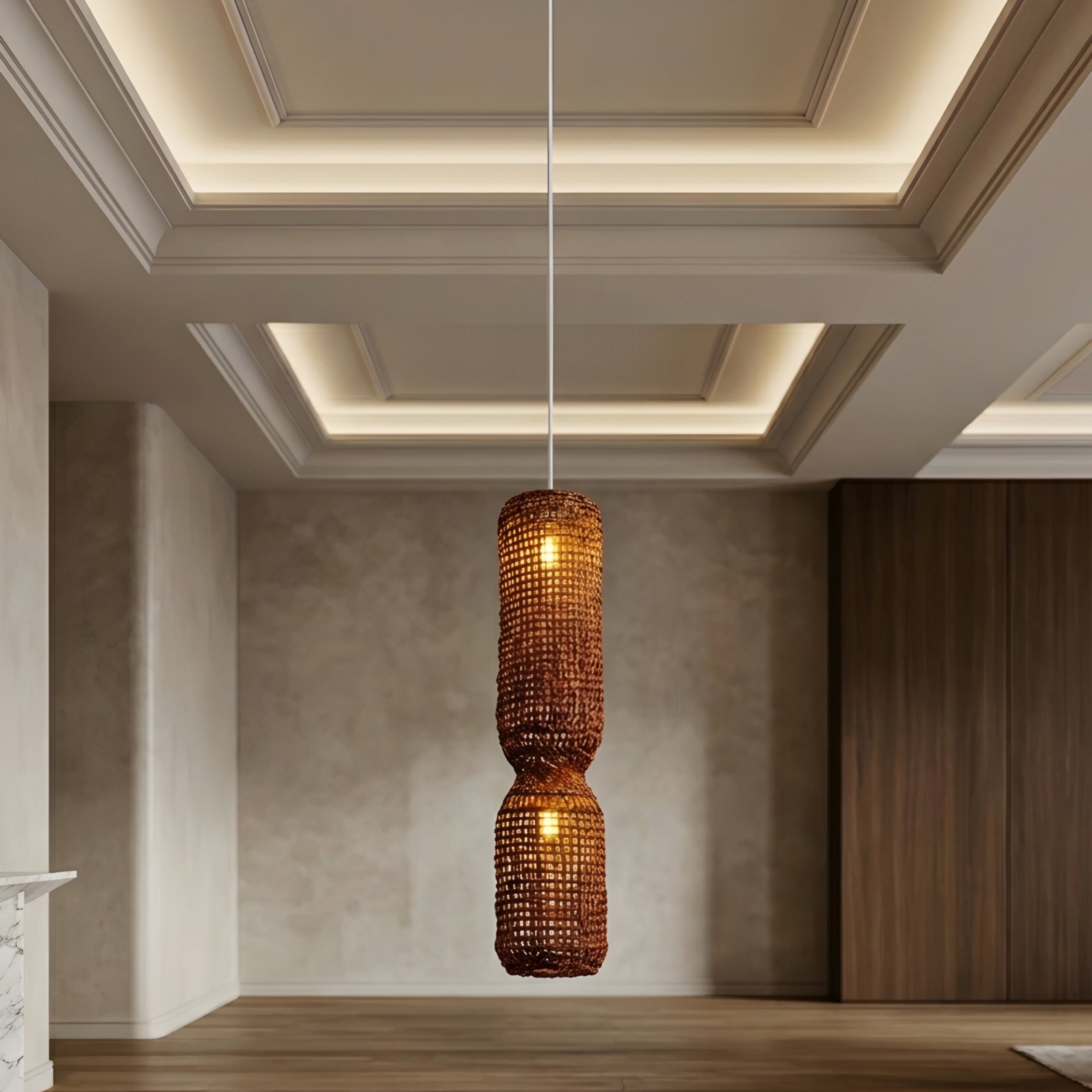 Bayana Woven Pendant Light – Rattan Handwoven Boho Decorative Lighting Dining Room Kitchen Island
