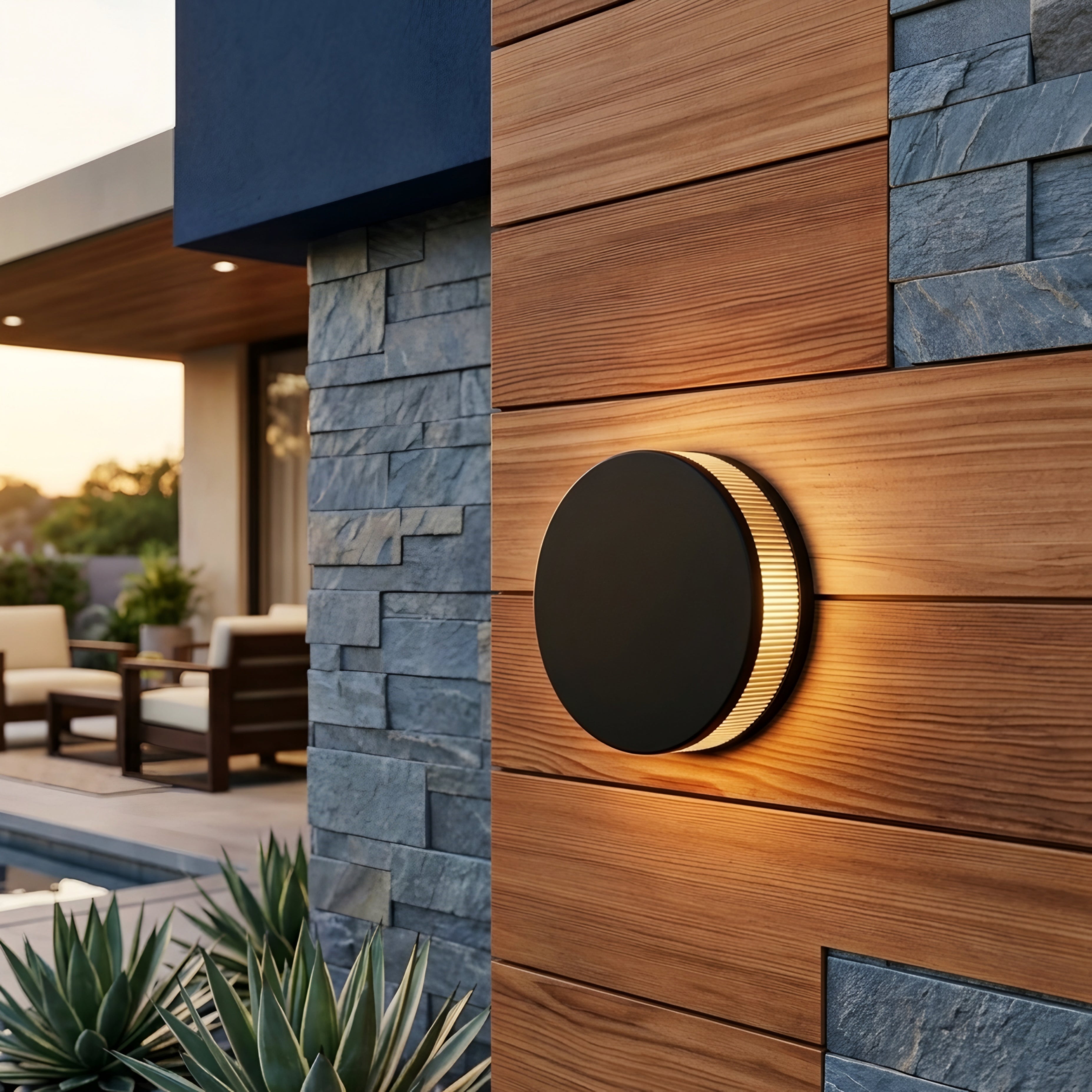 Corvex Eclipse Wall Sconce – LED Outdoor Wall Light Black Gold Modern Decorative Lighting Waterproof